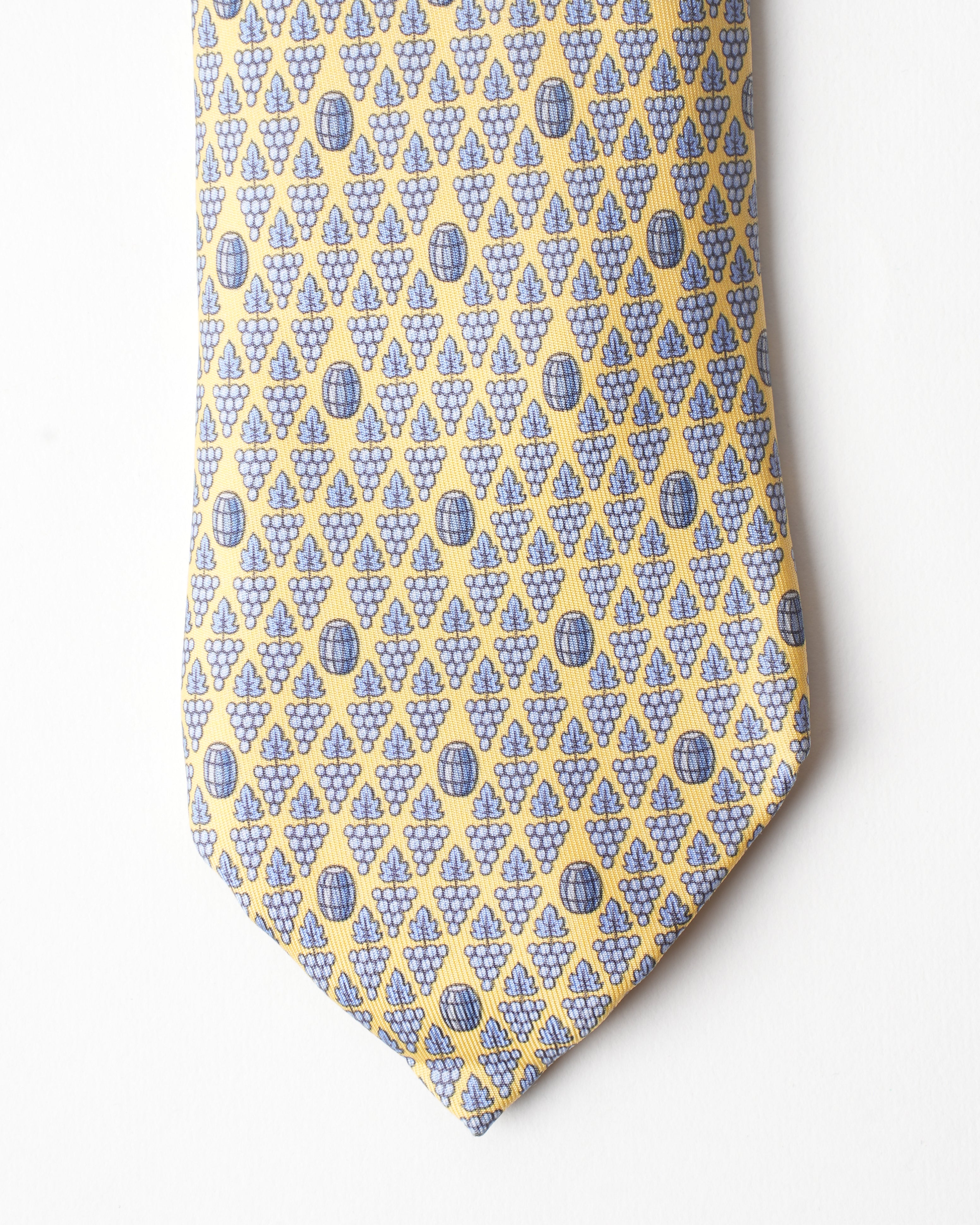 Hermes Vintage Silk Yellow Grape Tie