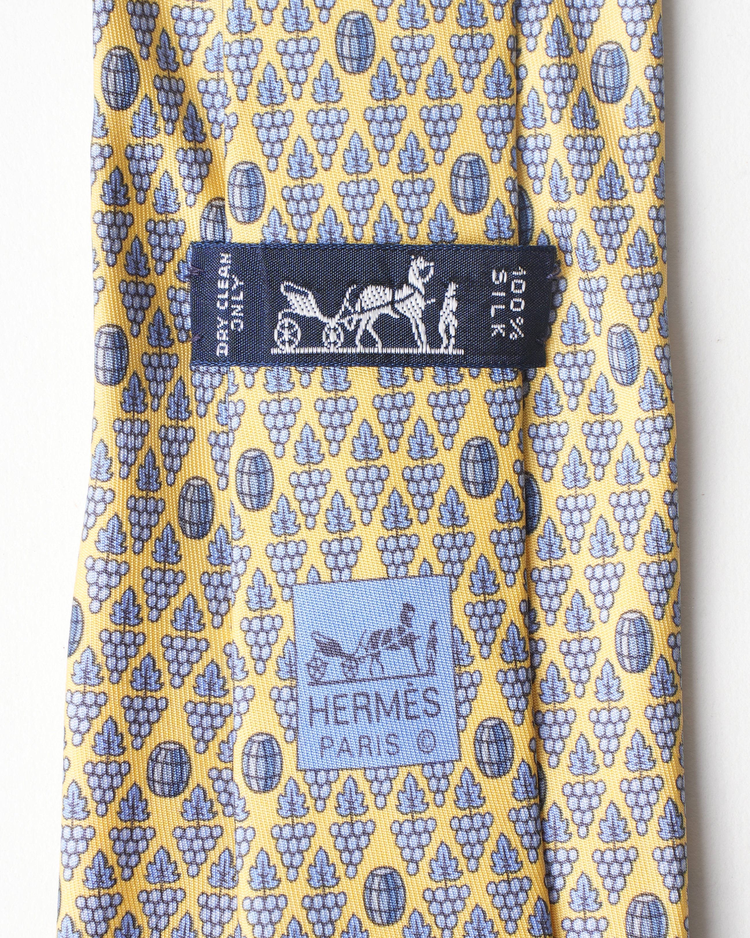 Hermes Vintage Silk Yellow Grape Tie