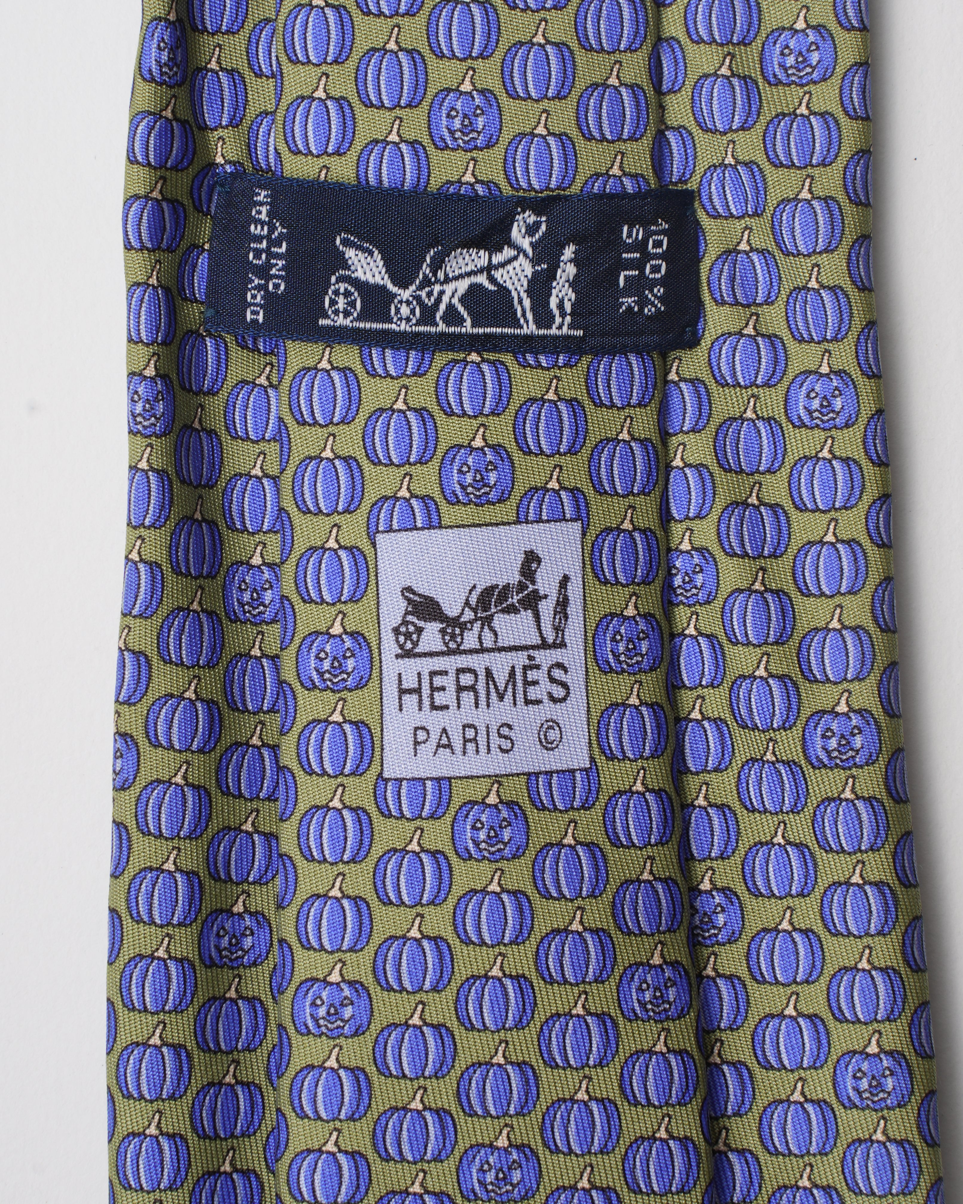 Hermes Vintage Silk Green Pumpkin Tie