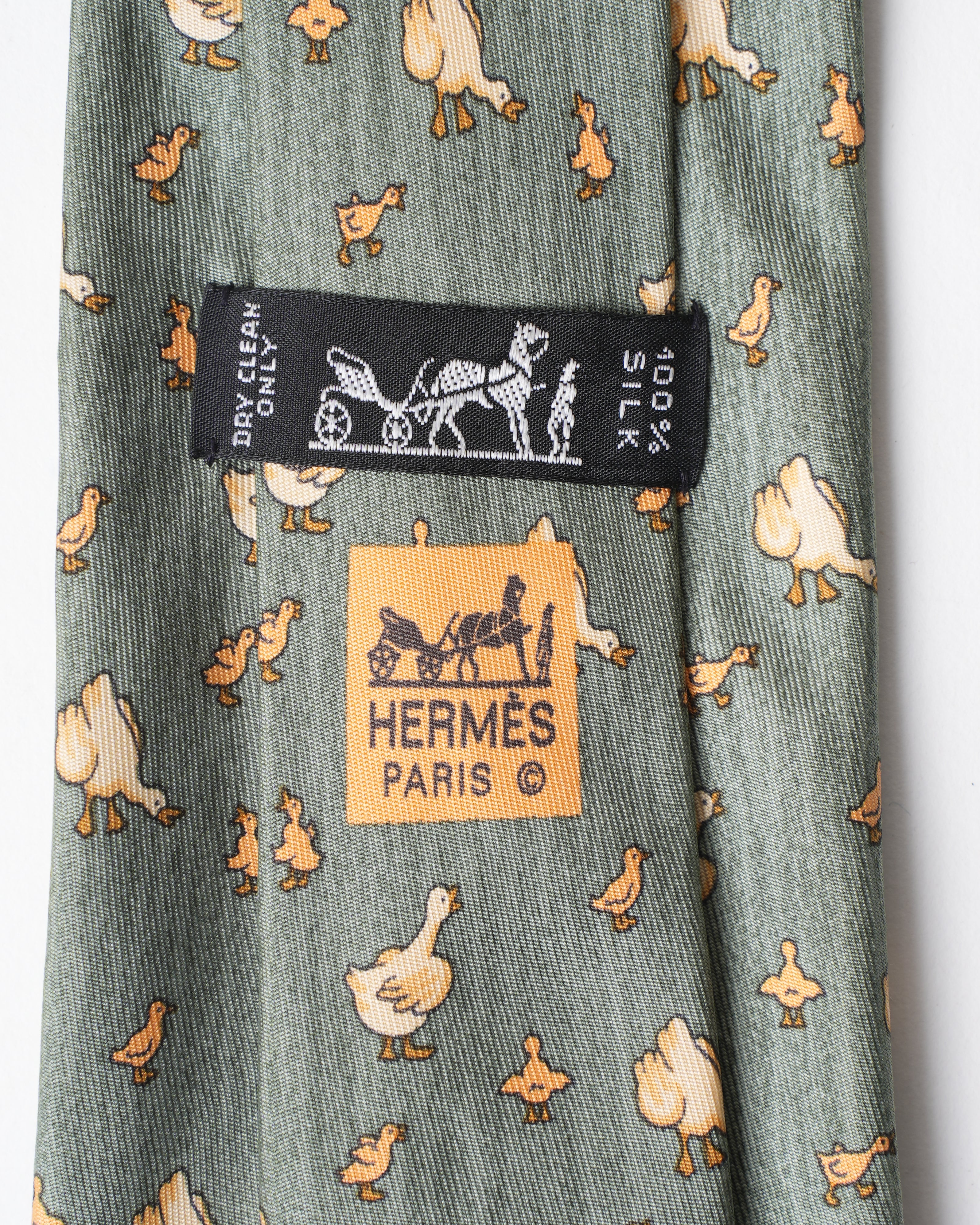 Hermes Green Duck Tie