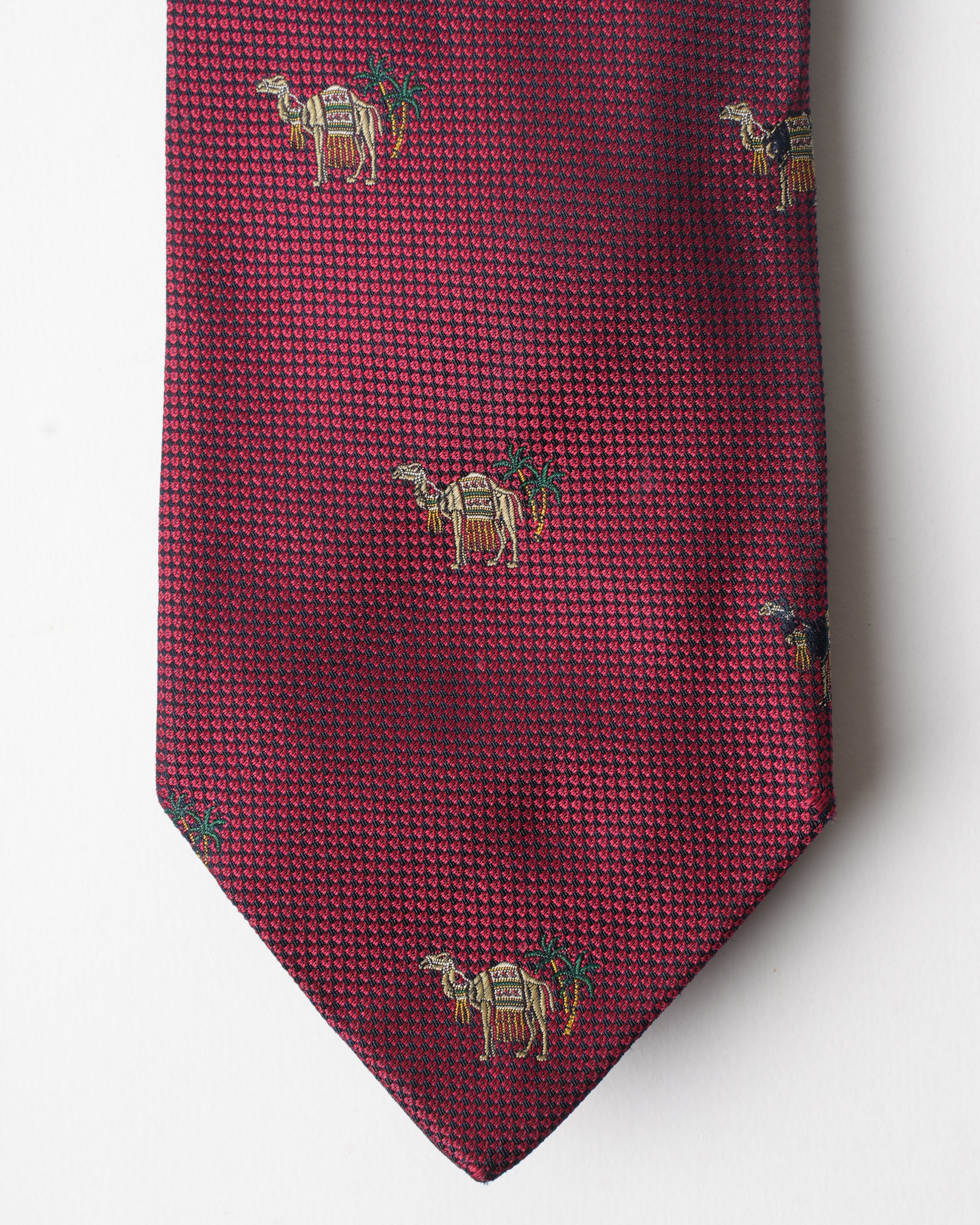 Hermes Vintage Silk Red Camel Tie