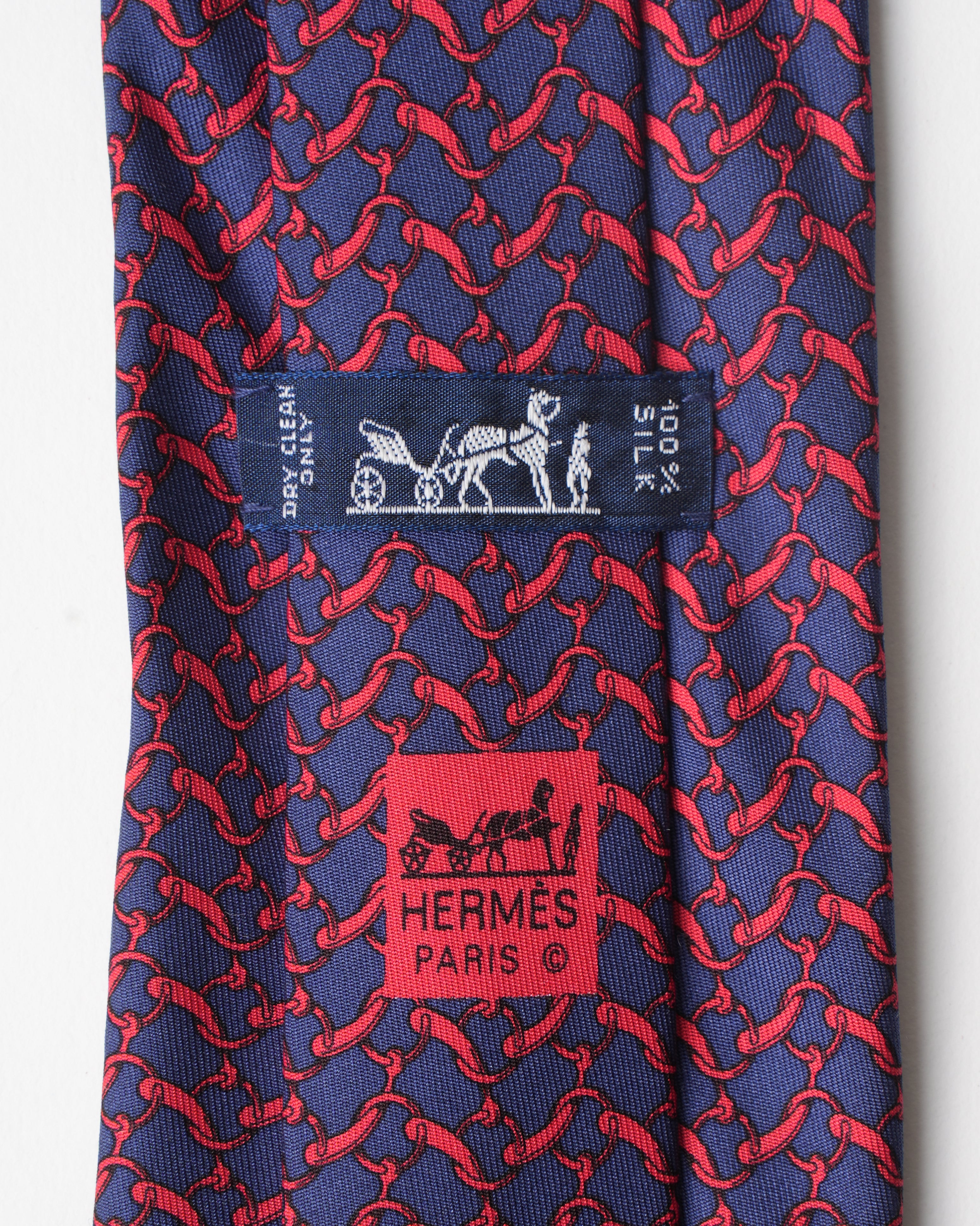 Hermes Vintage Silk Red Chain Loops Tie