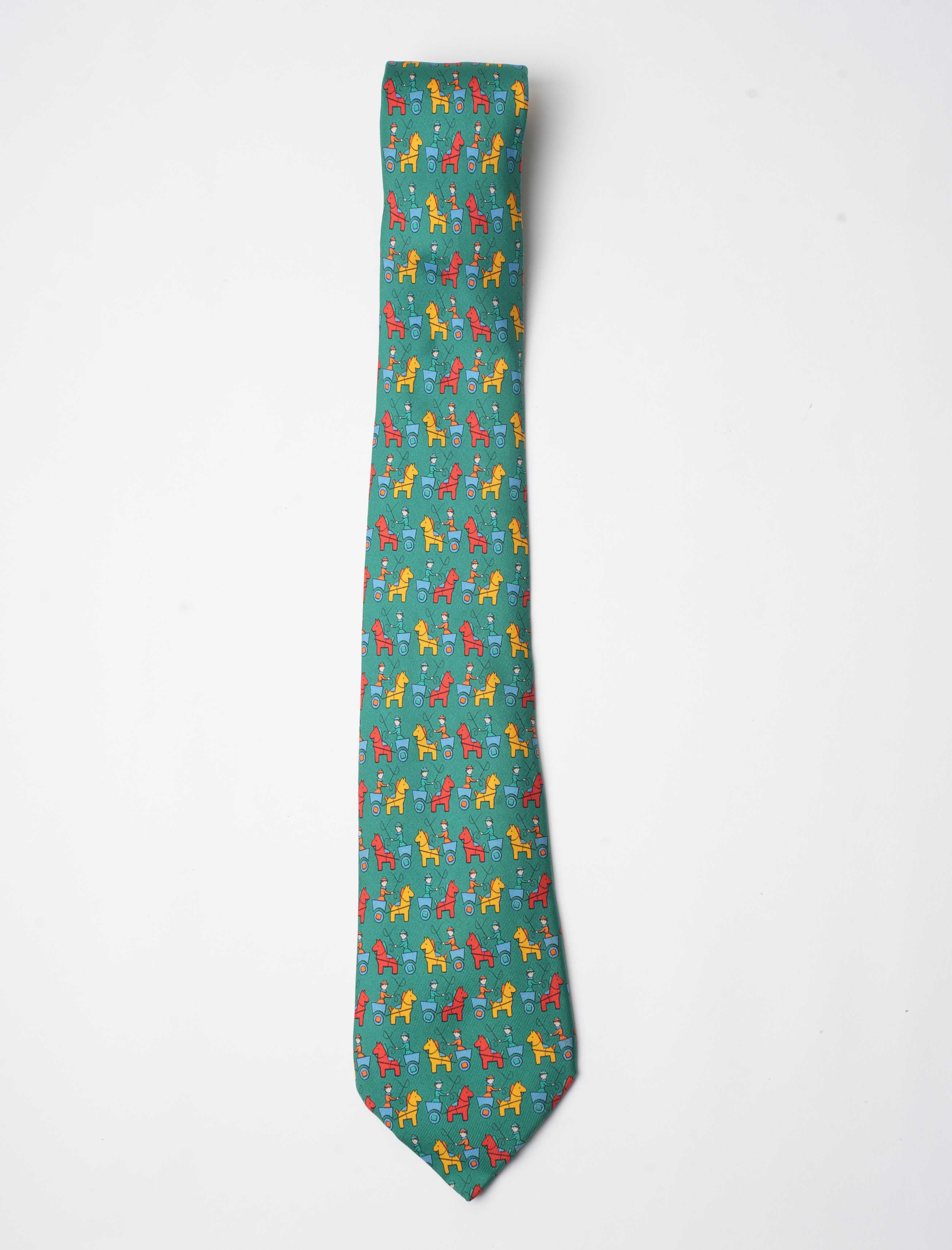 Hermes Vintage Silk Horse Carriage Tie