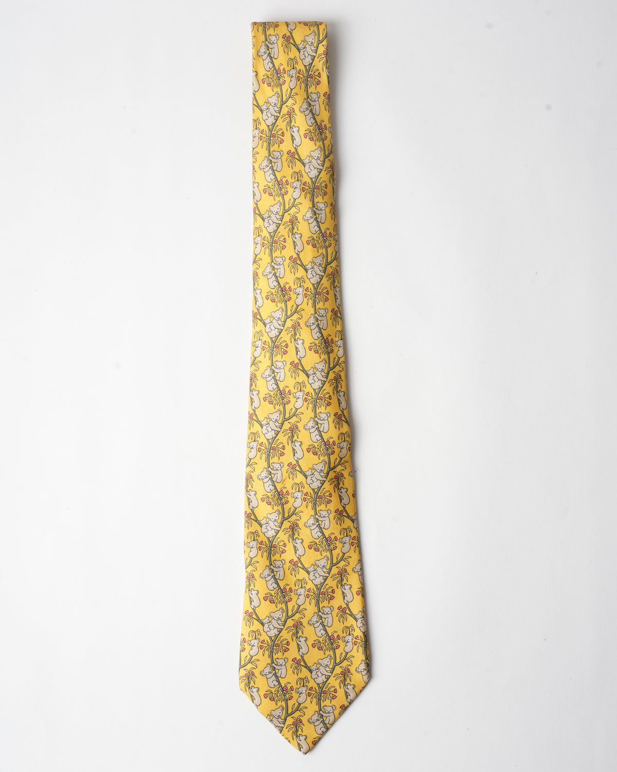 Hermes Vintage Silk Yellow Koala Tie