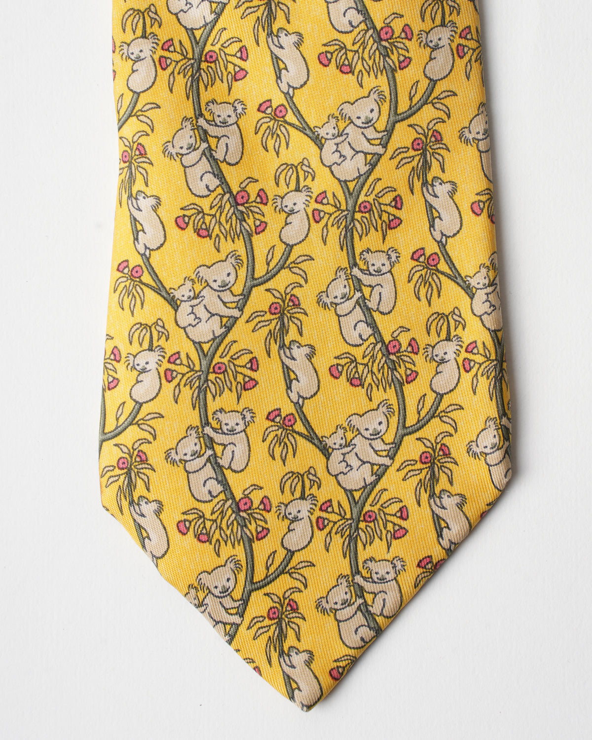 Hermes Vintage Silk Yellow Koala Tie