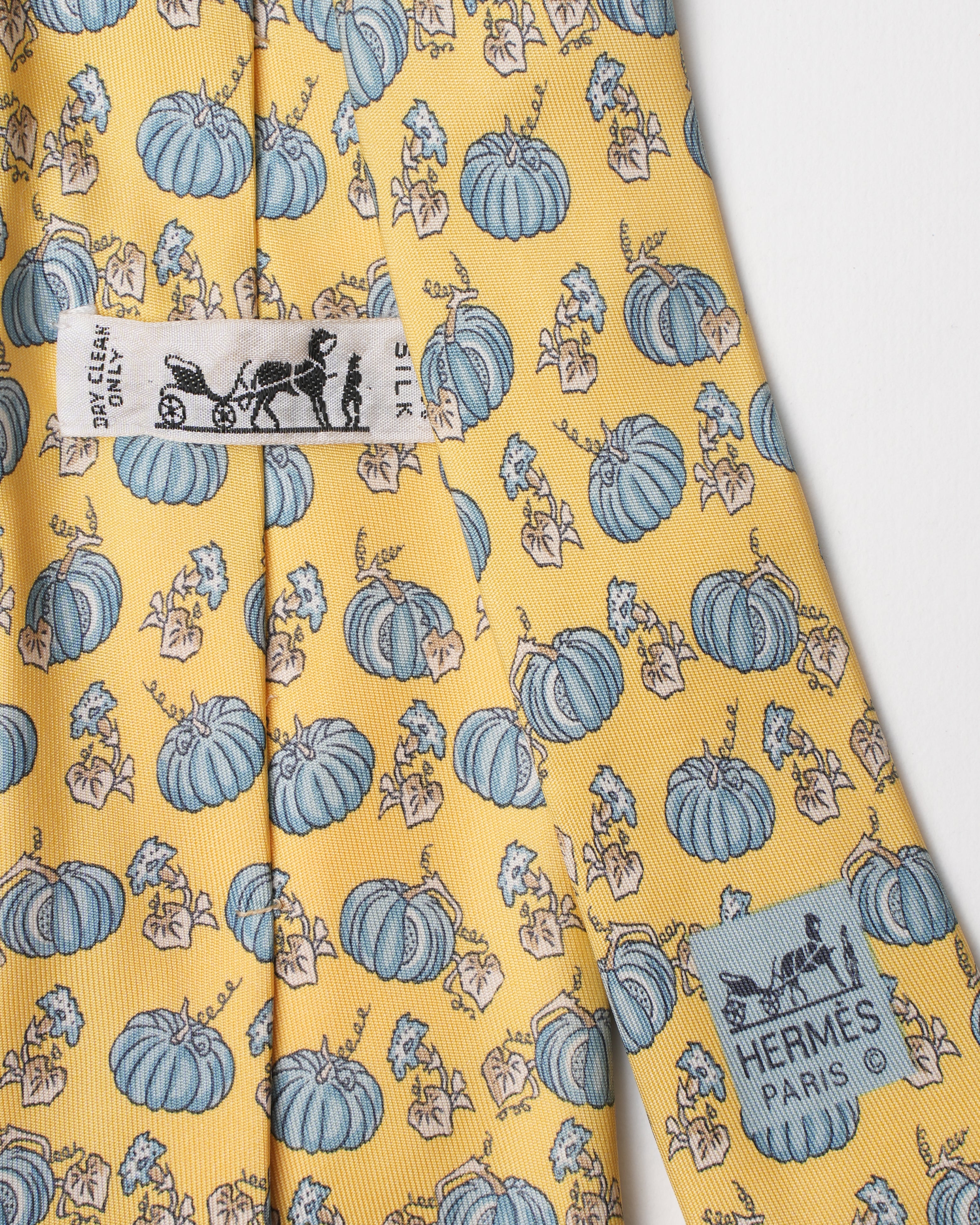 Hermes Vintage Silk Yellow Pumpkin Tie