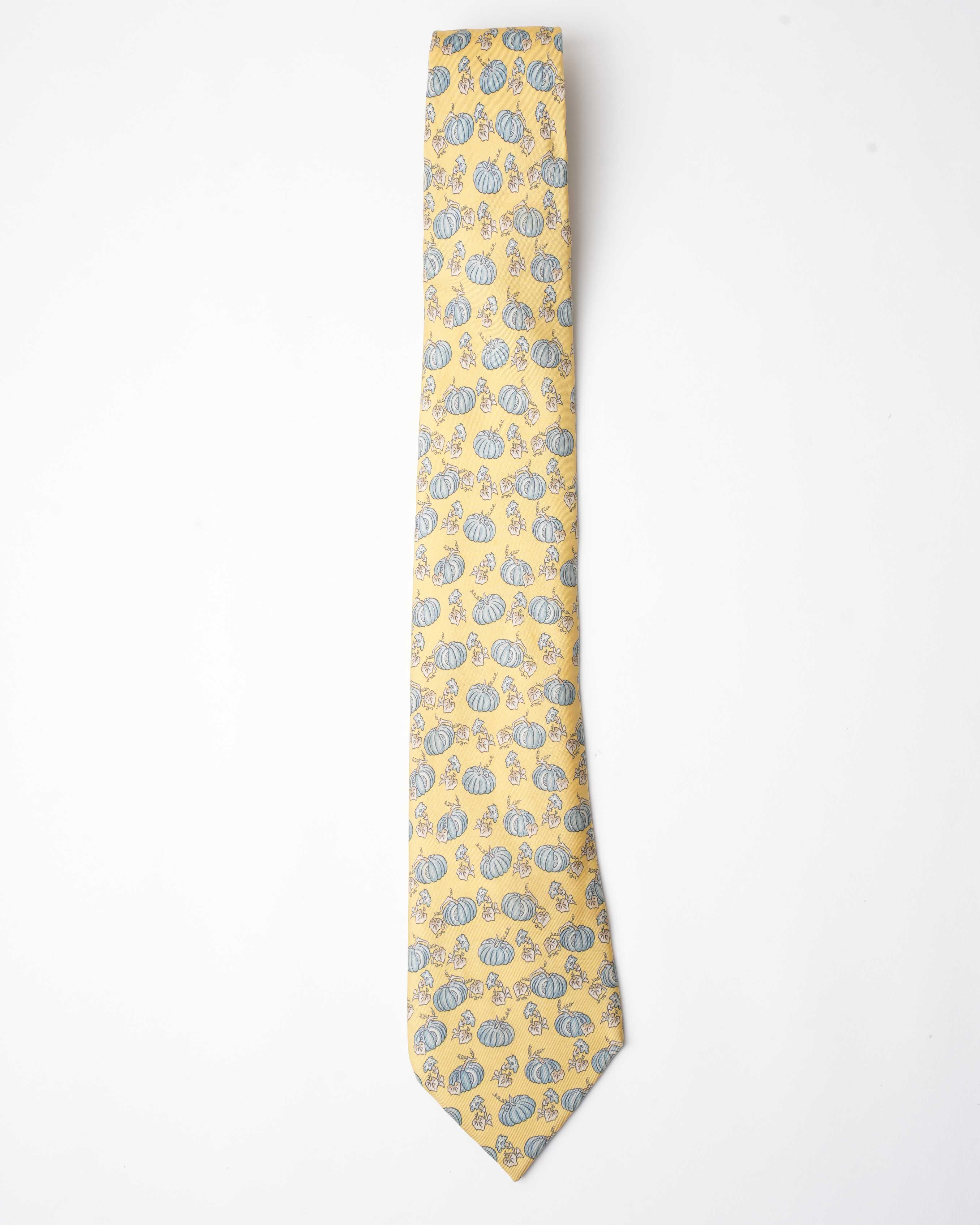 Hermes Vintage Silk Yellow Pumpkin Tie