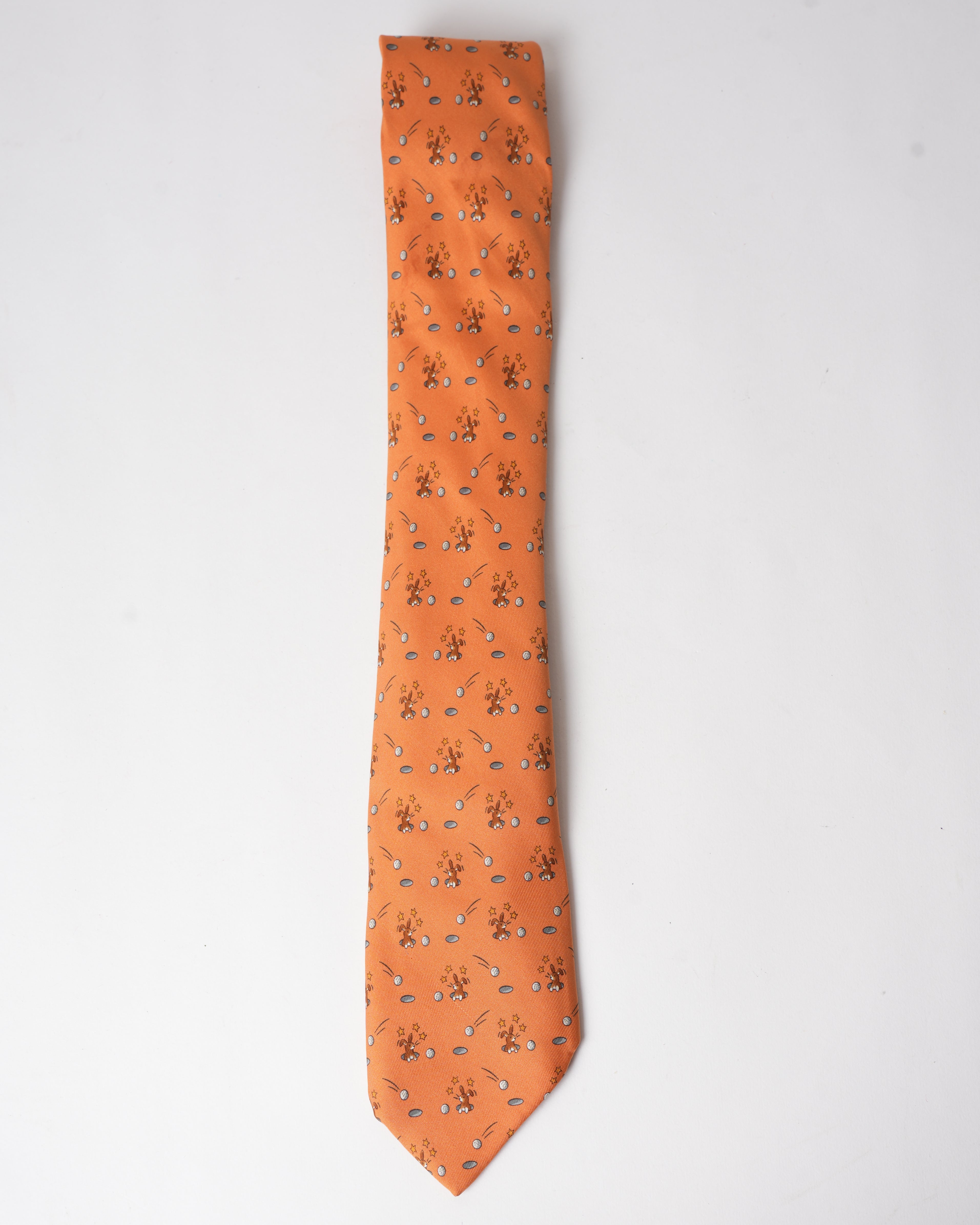 Hermes Vintage Silk Yellow Bunny Star Tie