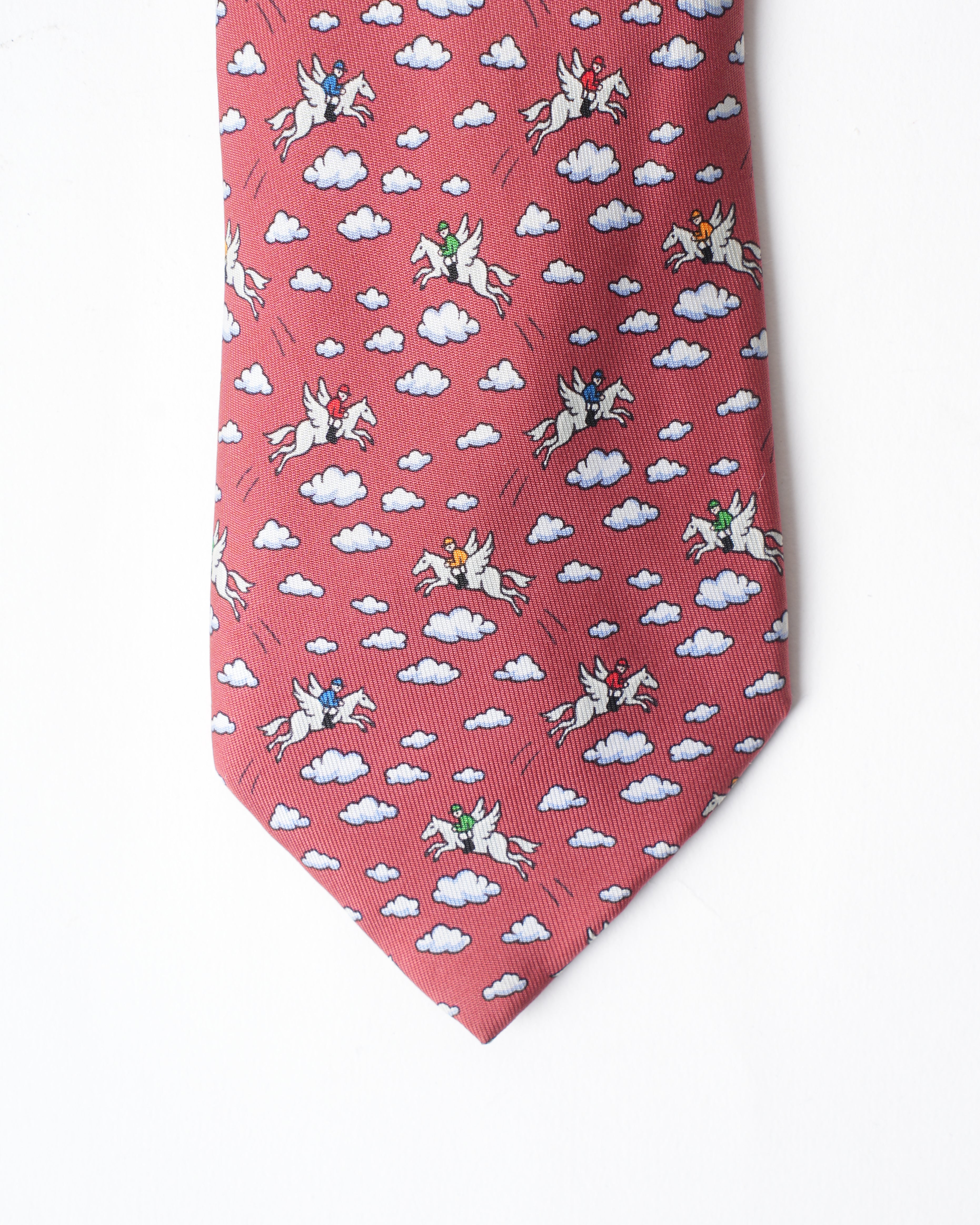 Hermes Orange Horse Tie