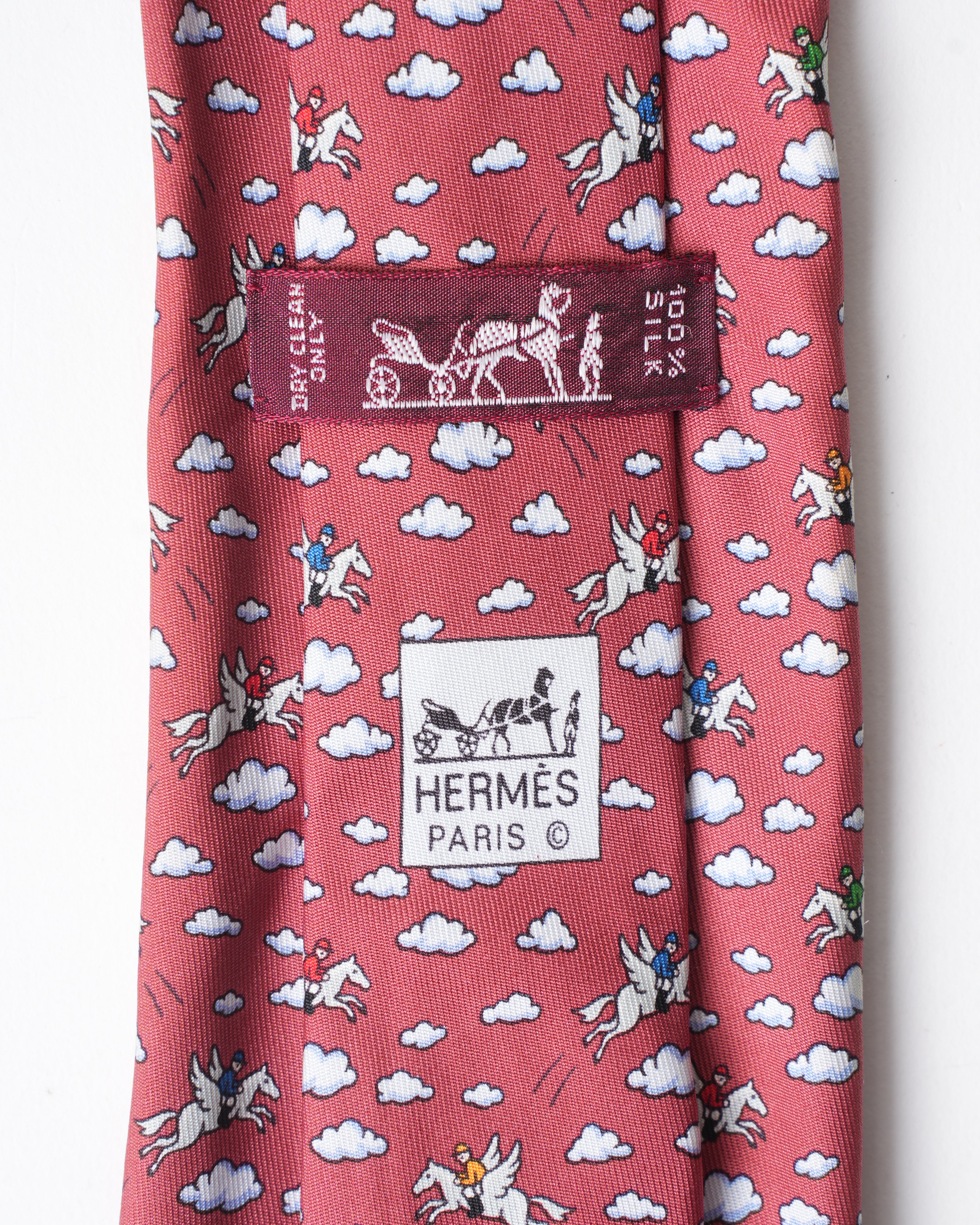 Hermes Orange Horse Tie