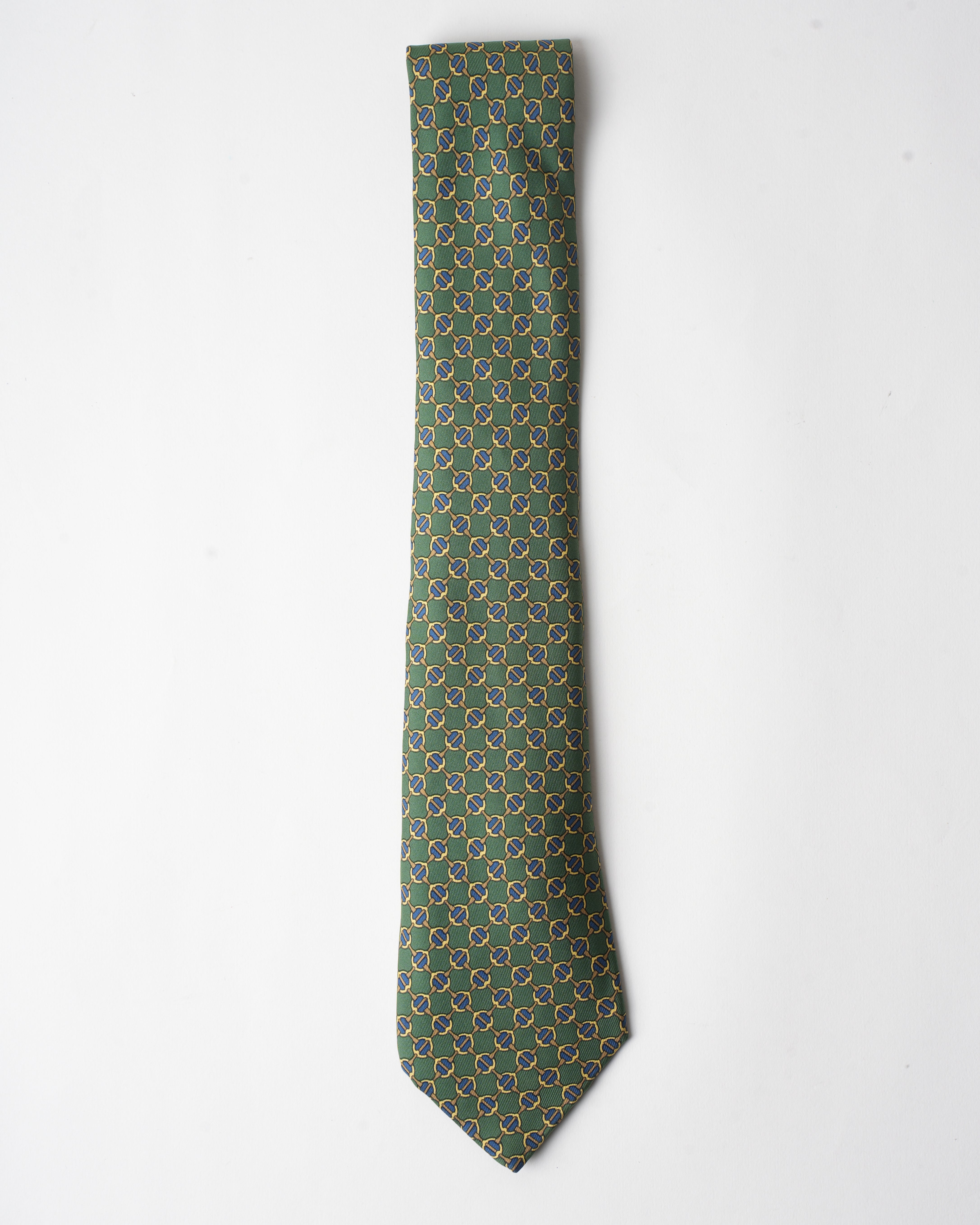 Hermes Vintage Silk Green Waffle Tie