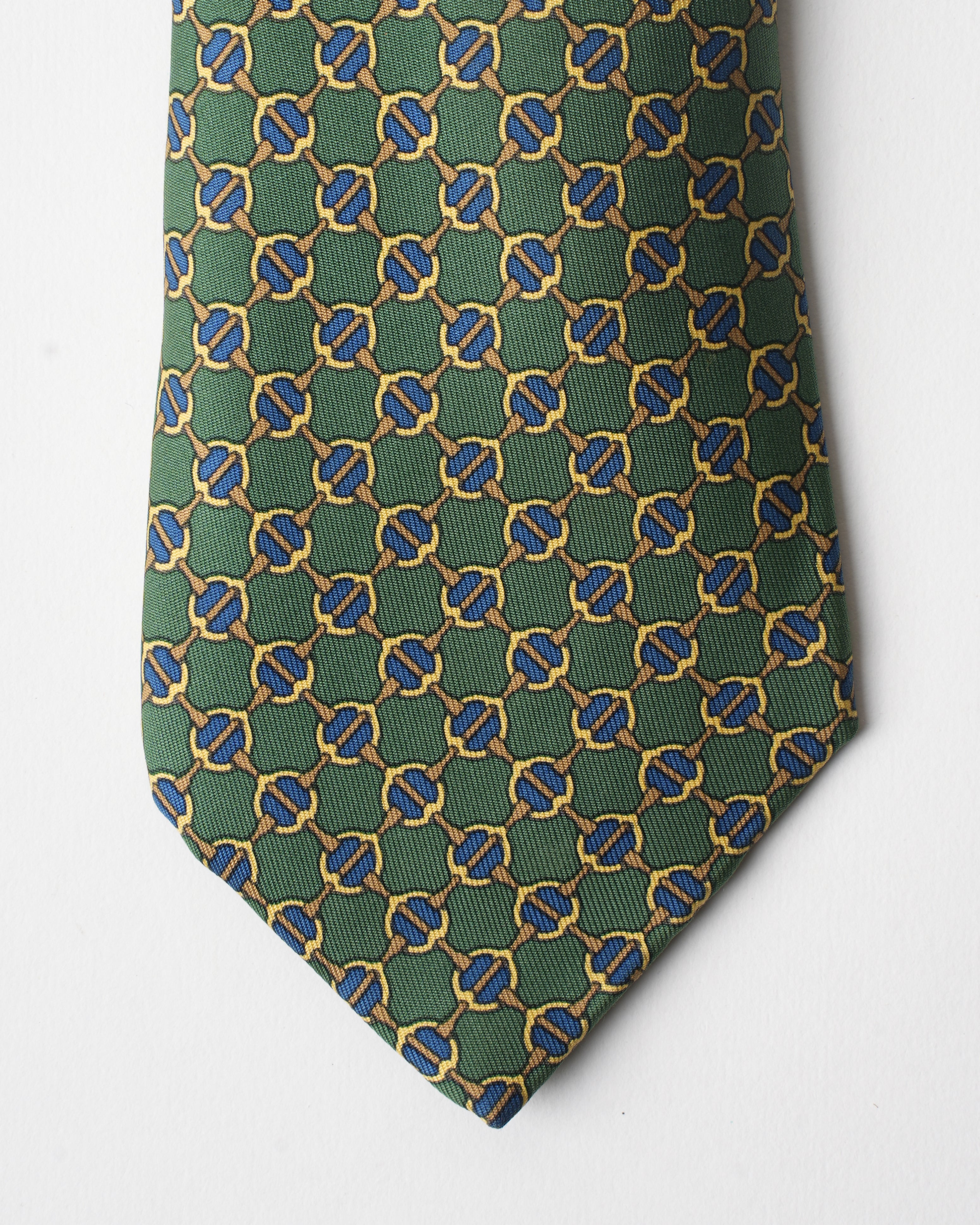 Hermes Vintage Silk Green Waffle Tie