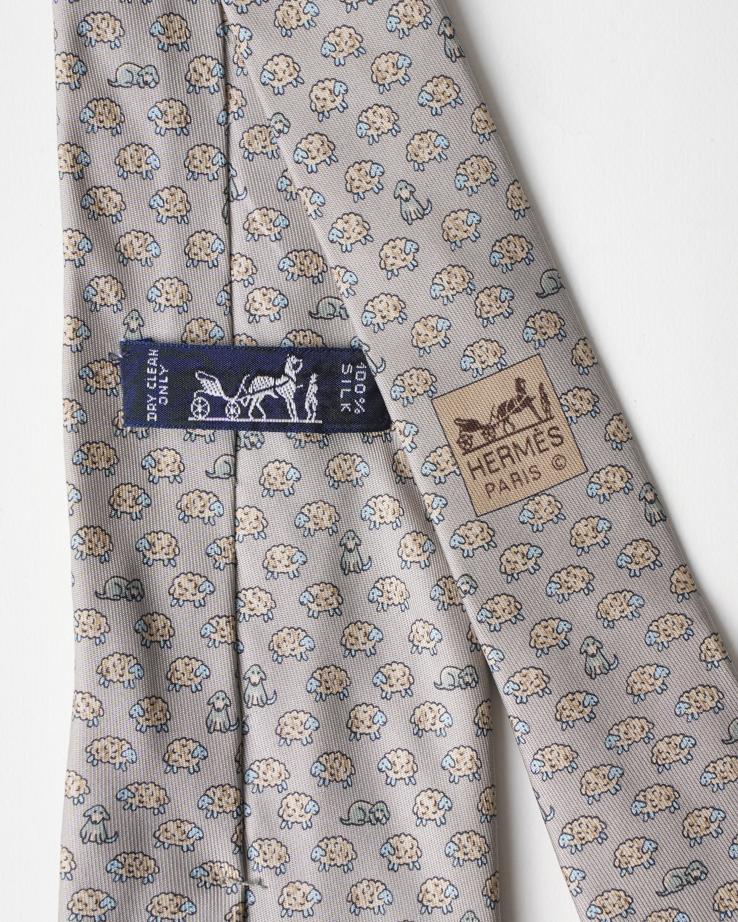 Hermes Vintage Silk Grey Spiral Horse