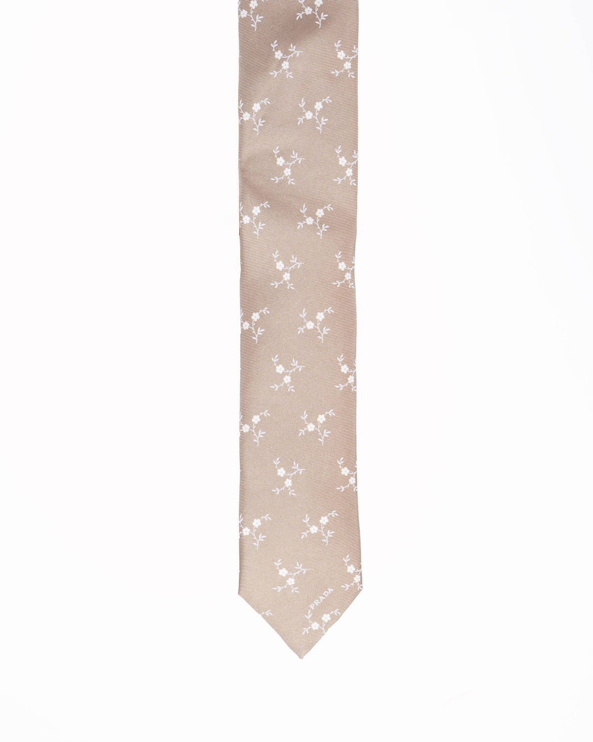 New Prada Beige Floral Print Tie