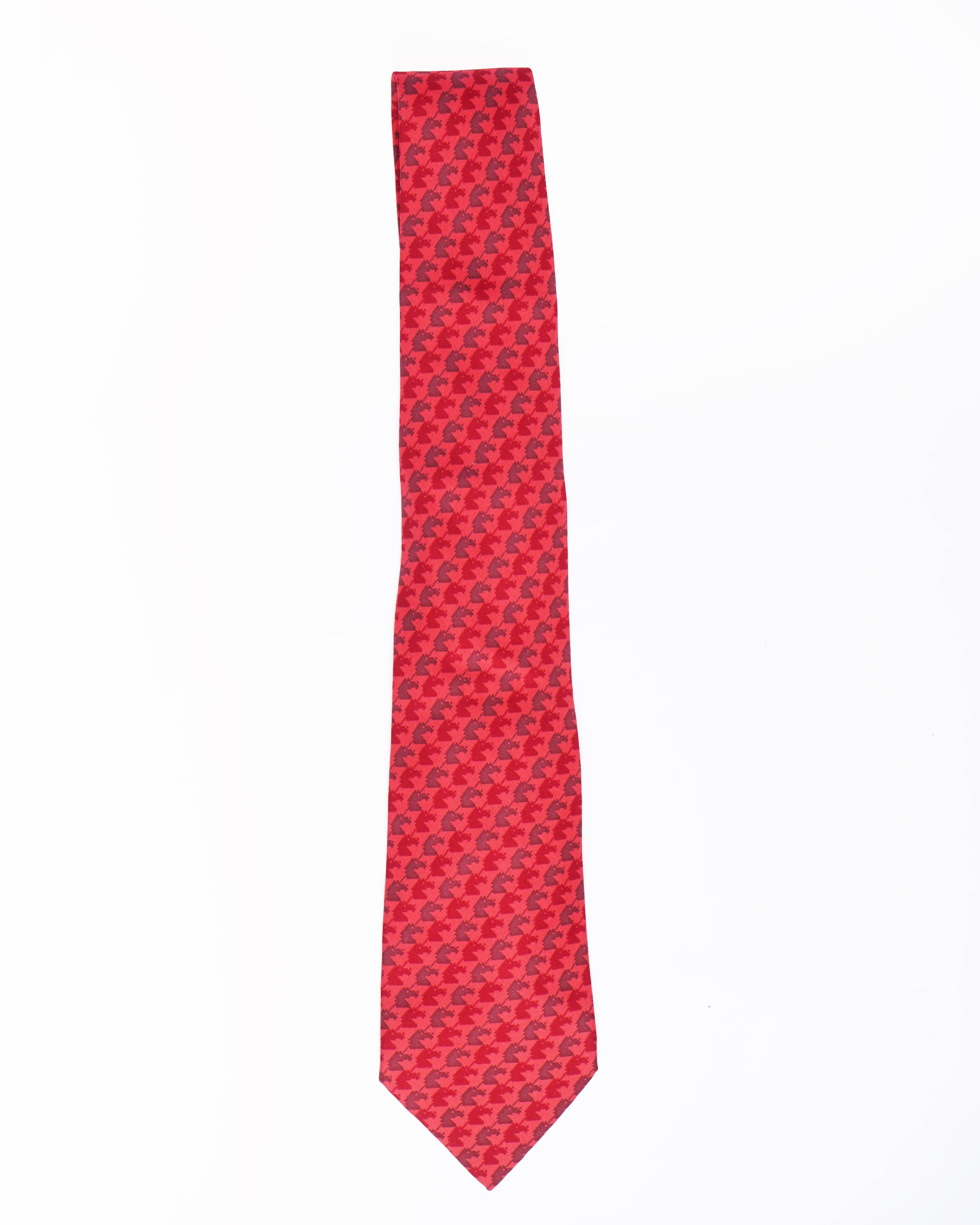 Hermes Unicorn Tie In Red