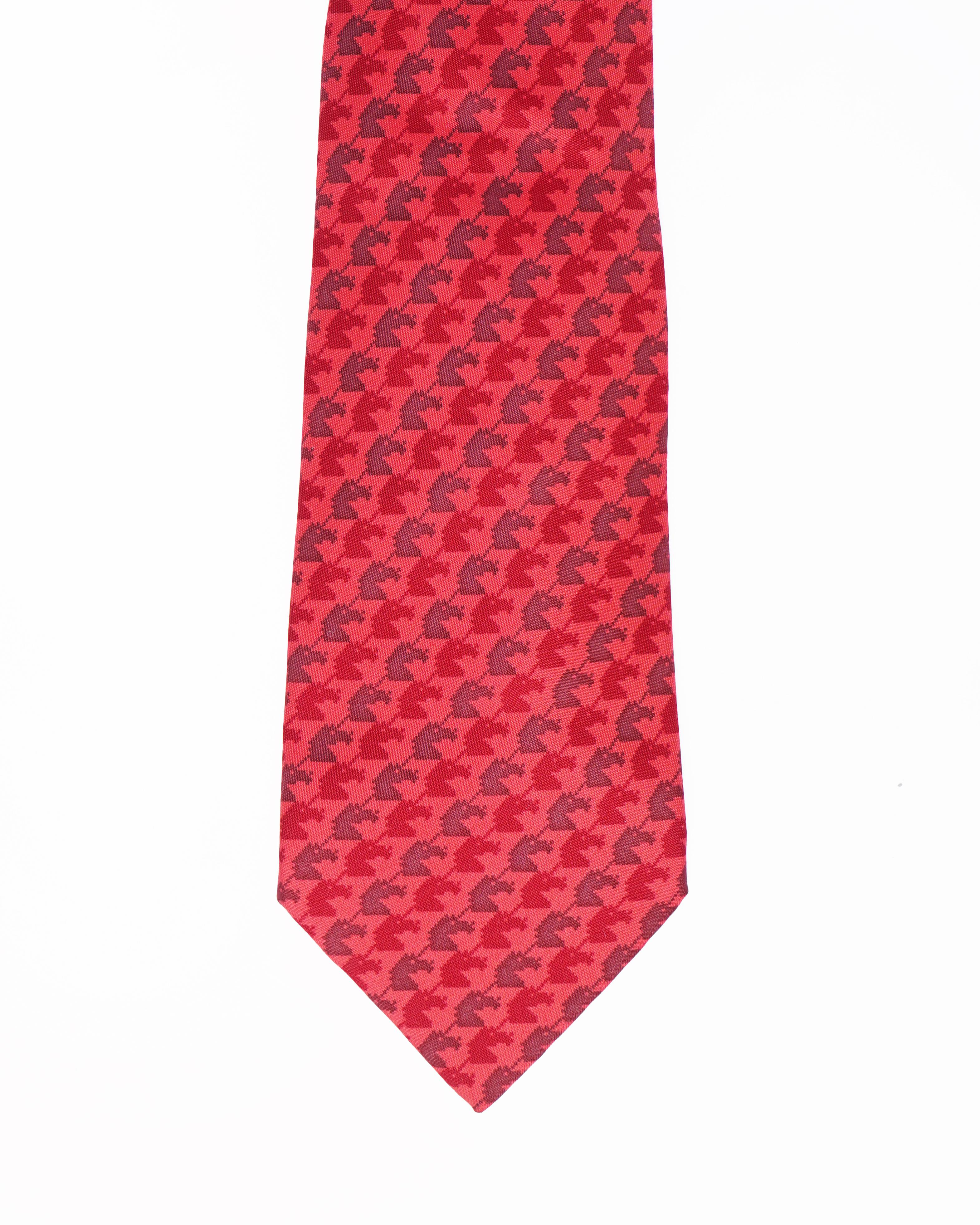 Hermes Unicorn Tie In Red