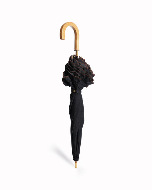 Celine Frill Detailed Umbrella In Black