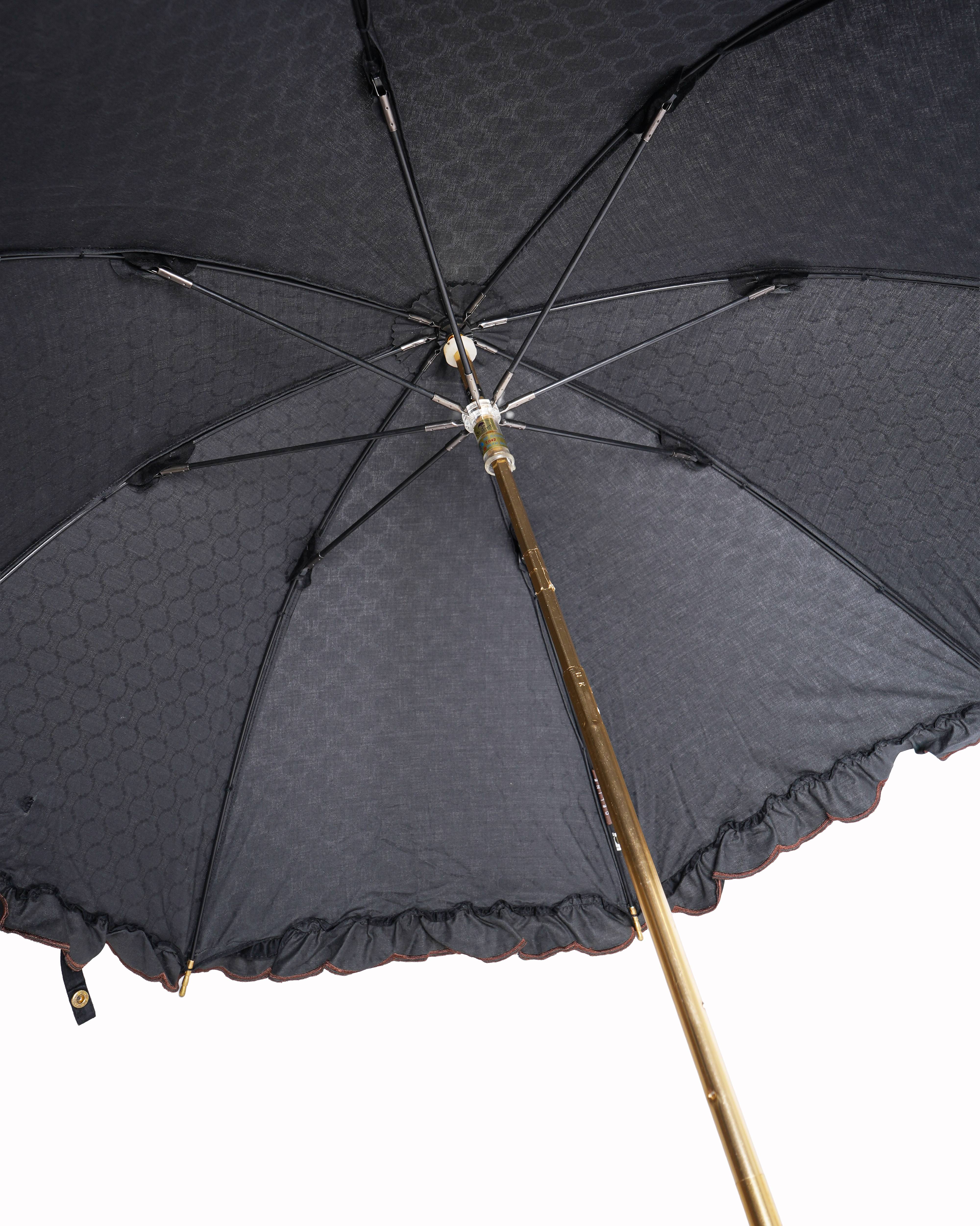 Celine Frill Detailed Umbrella In Black