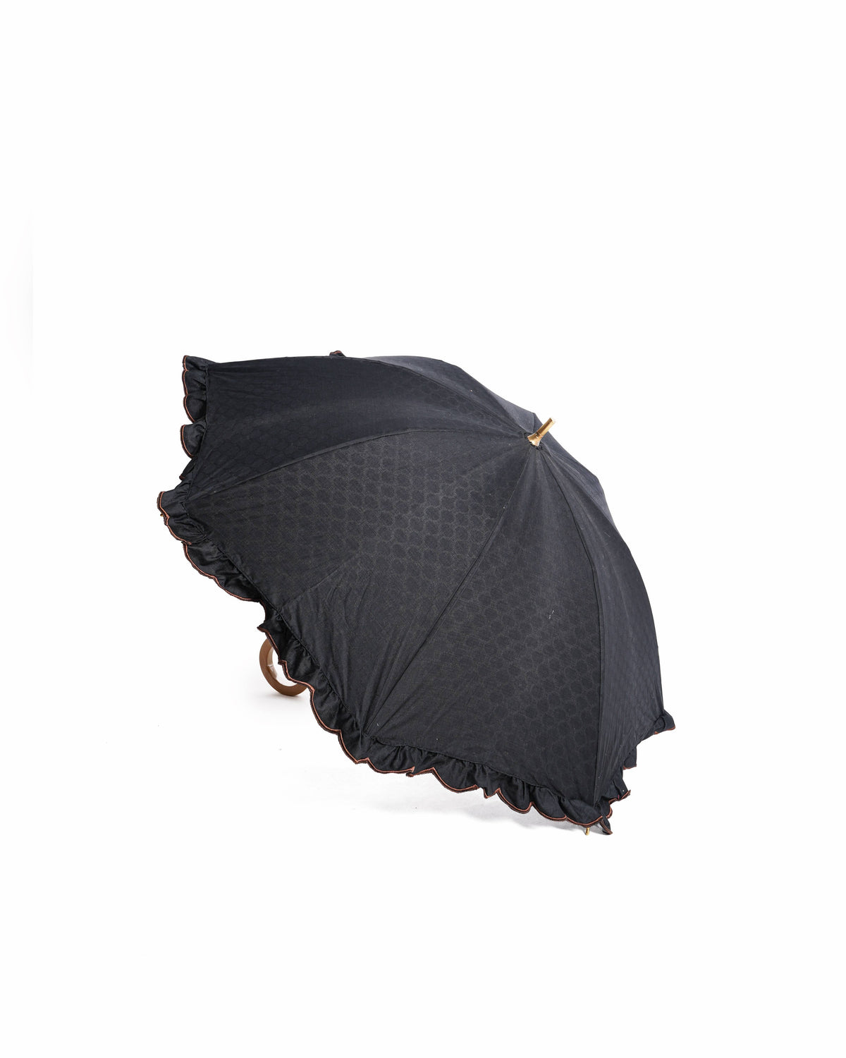 Celine Frill Detailed Umbrella In Black