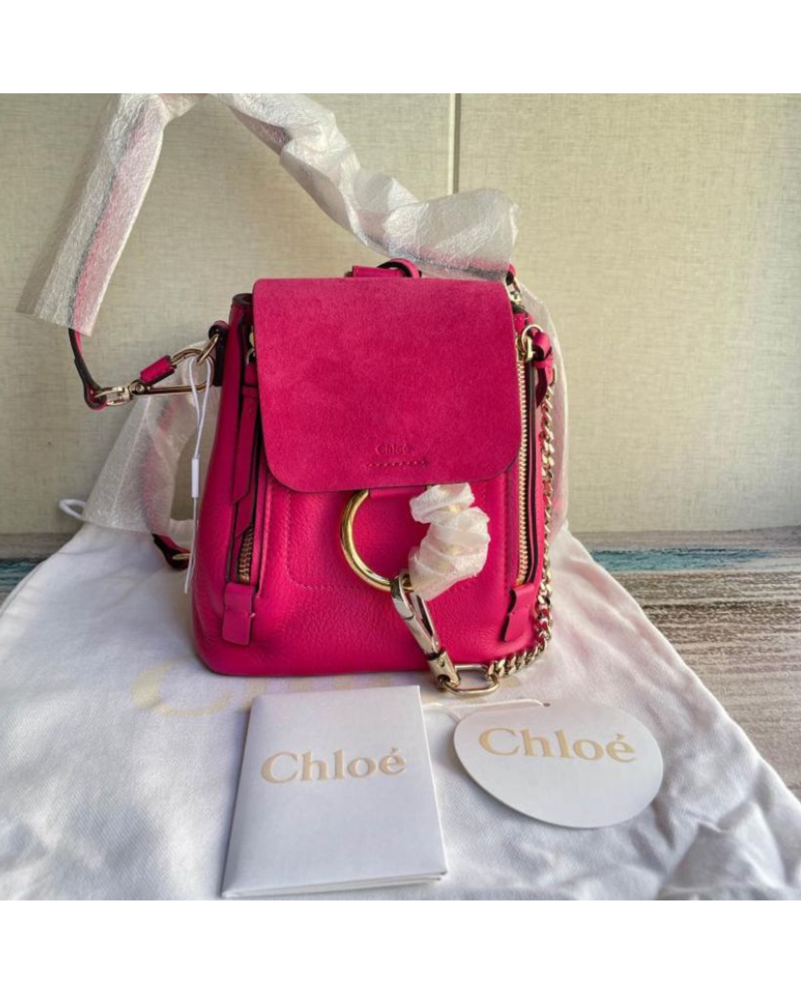 *New* Chloe Faye Leather Backpack In Pink