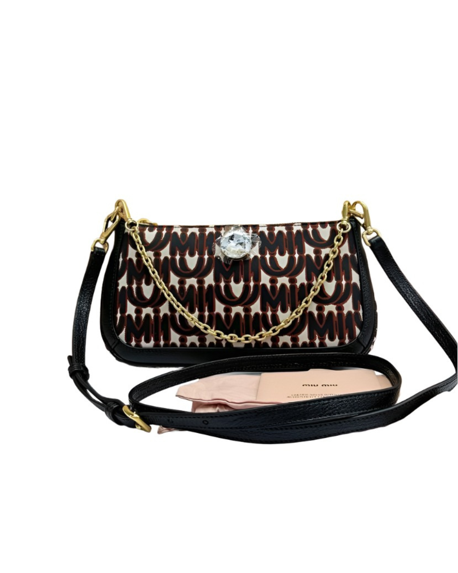 New Miu Miu Monogram Jacquard Madras Bag