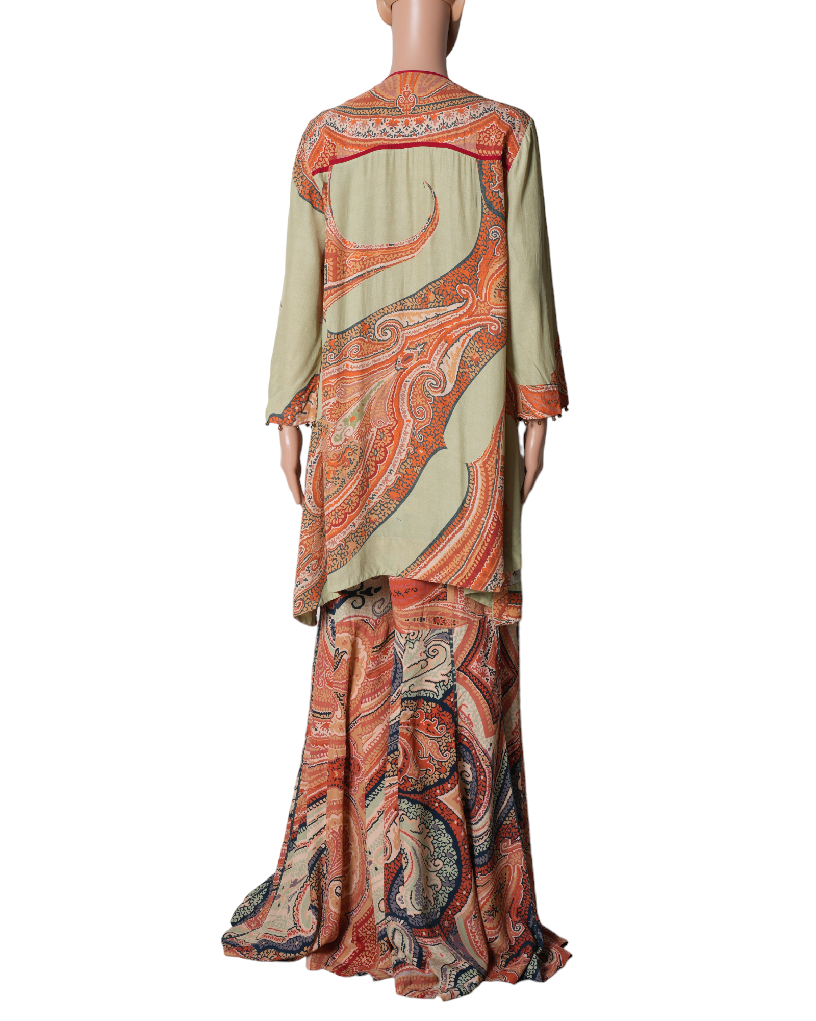 Aseem Kapoor Ash Green Natural Crepe Printed Sharara Set