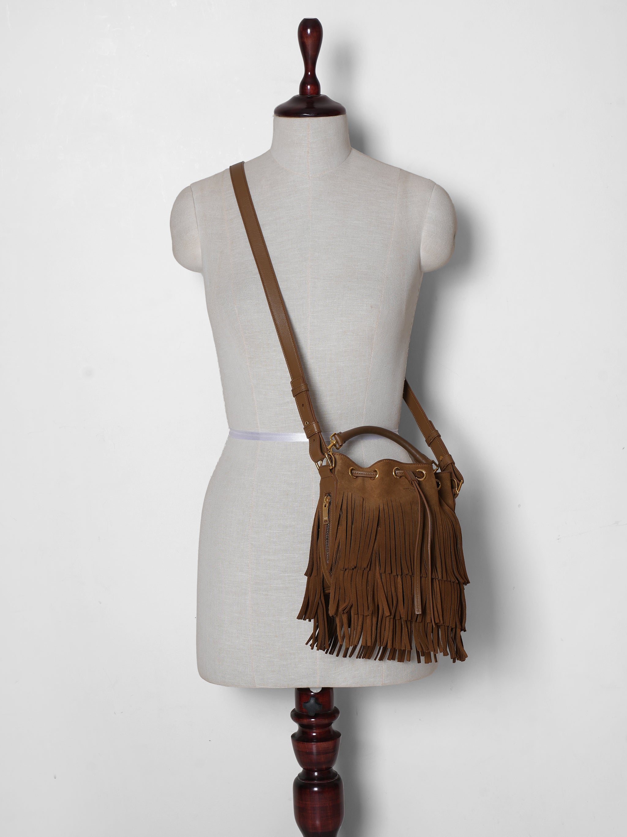 Saint Laurent Emmanuelle Brown Fringe Bag