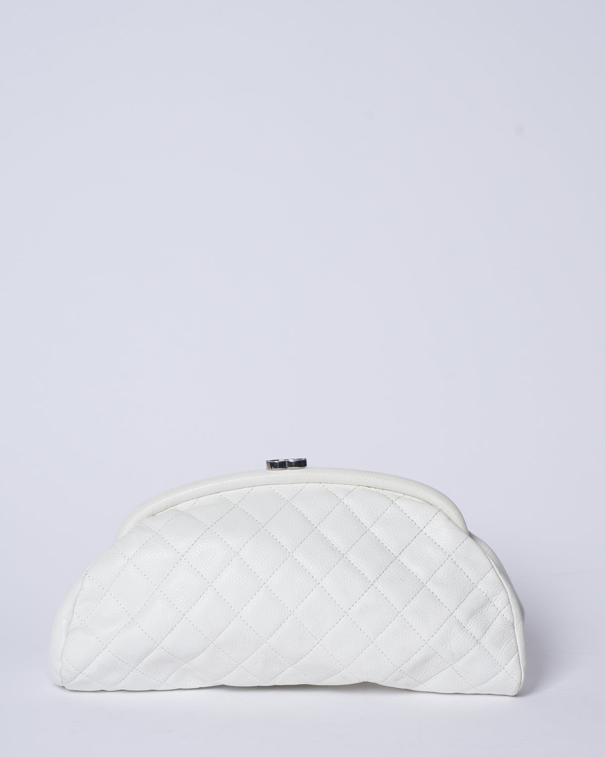 Chanel Quilted Caviar Timeless Clutch In White
