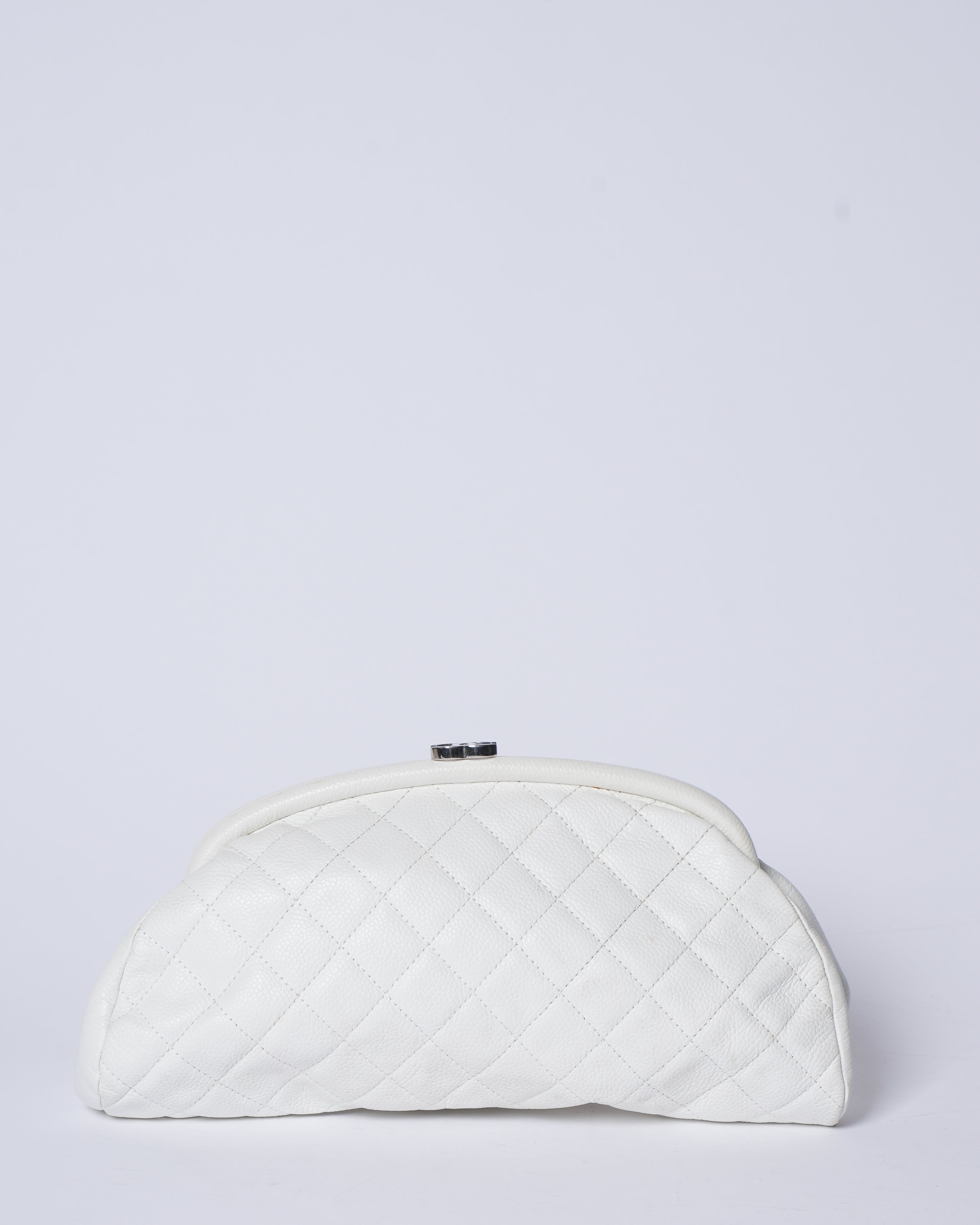 Chanel Quilted Caviar Timeless Clutch In White