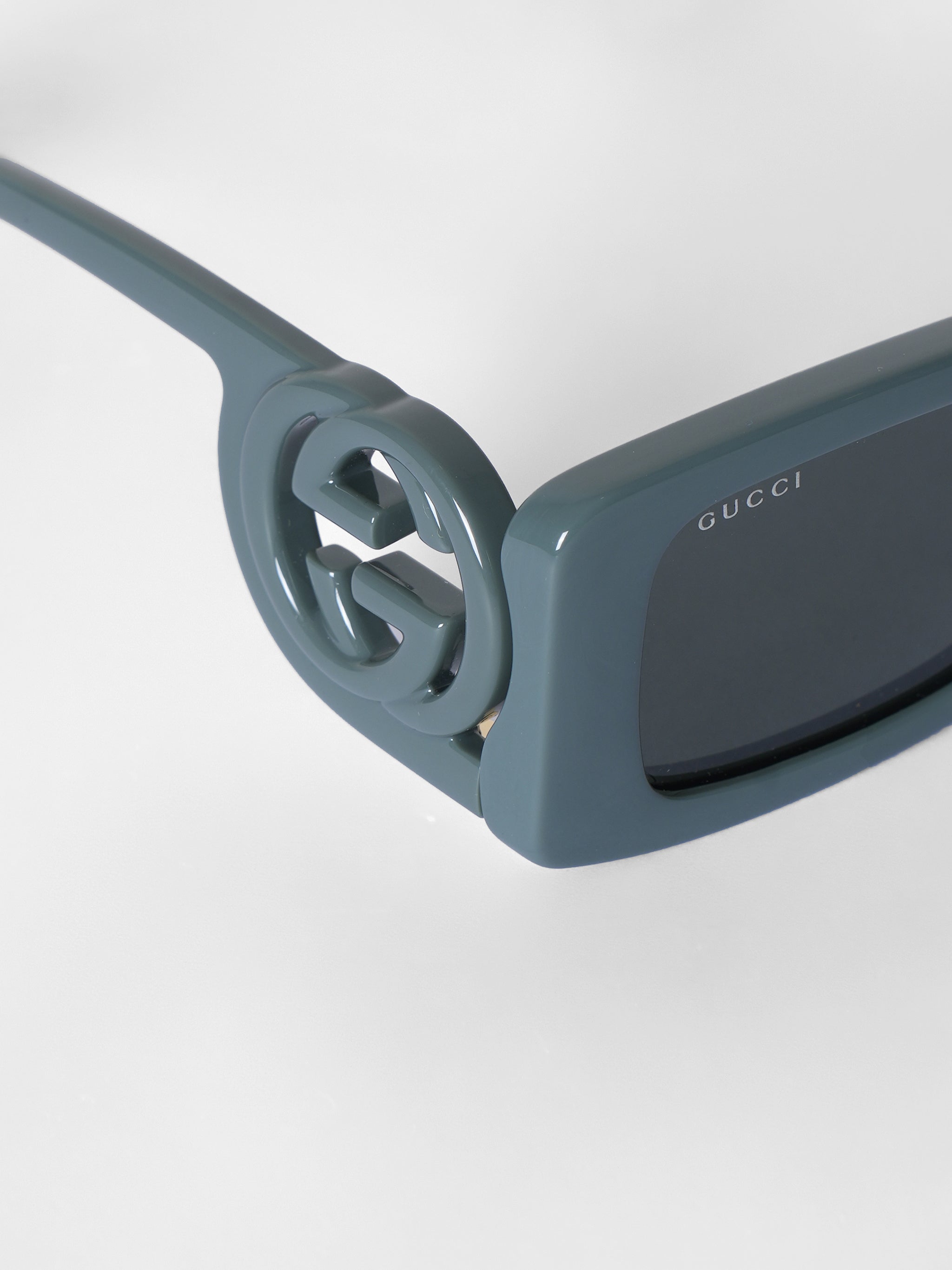 New Gucci Rectangular Frame Grey Sunglasses