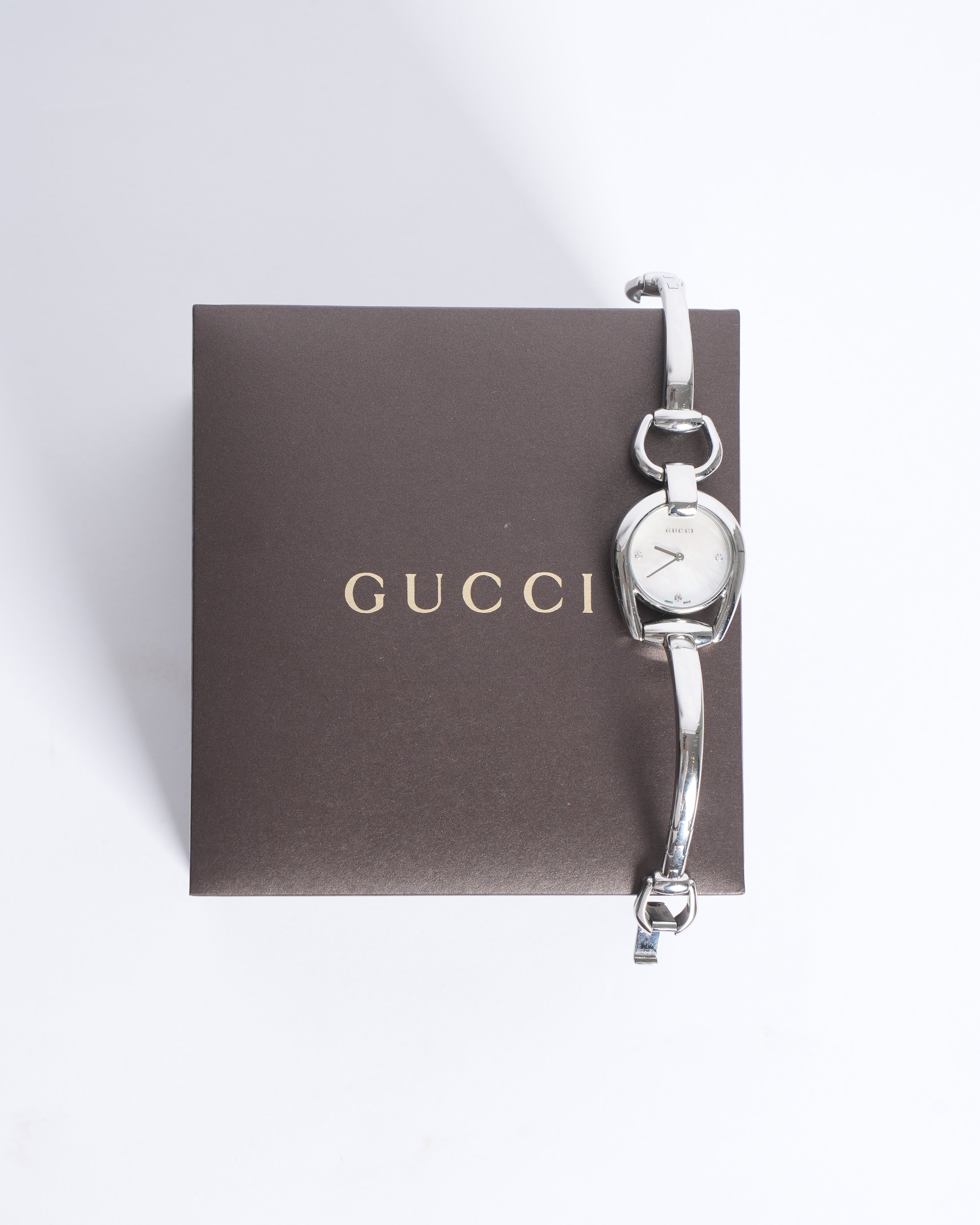 Gucci Mother Of Pearl Stainless Steel Horsebit Women's Watch