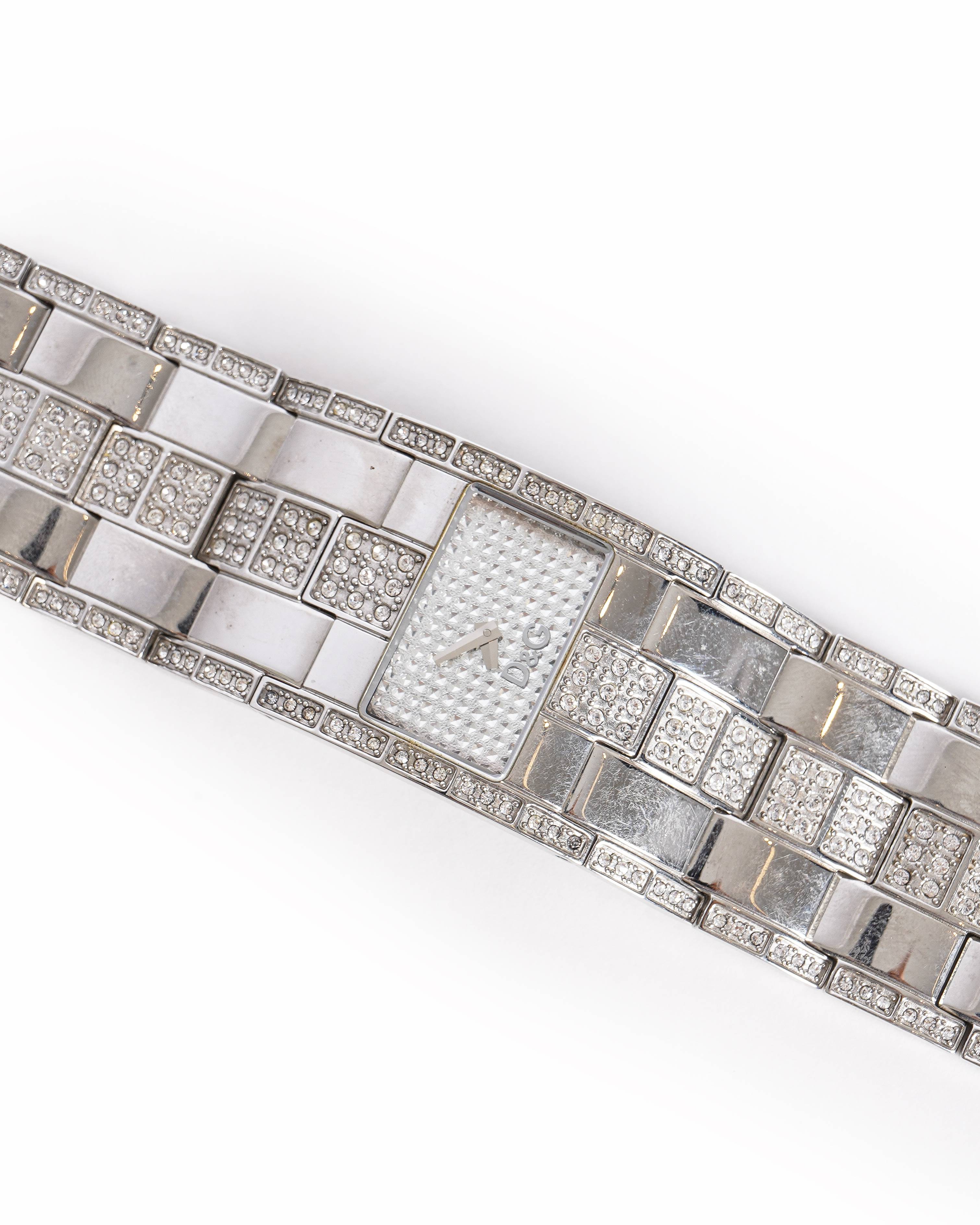 Dolce & Gabbana Stainless Steel Band Rectangle Wristwatch
