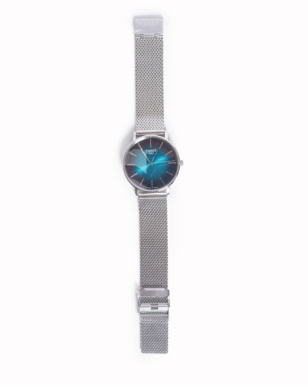 Tissot Everytime Stainless Steel Blue Gradient Dial Mesh Watch