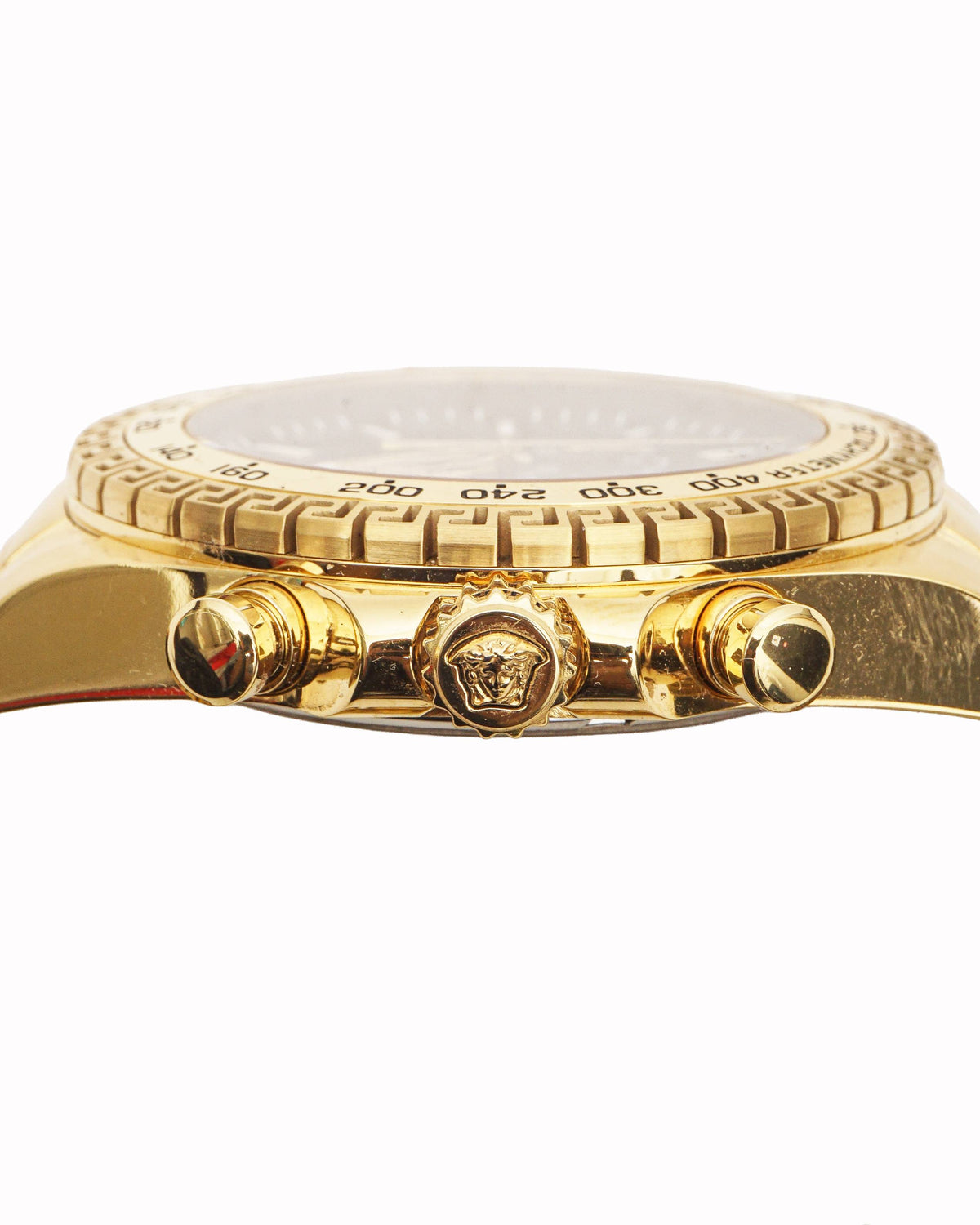 Versace Greca Gold-Tone Chronograph Watch with Black Dial