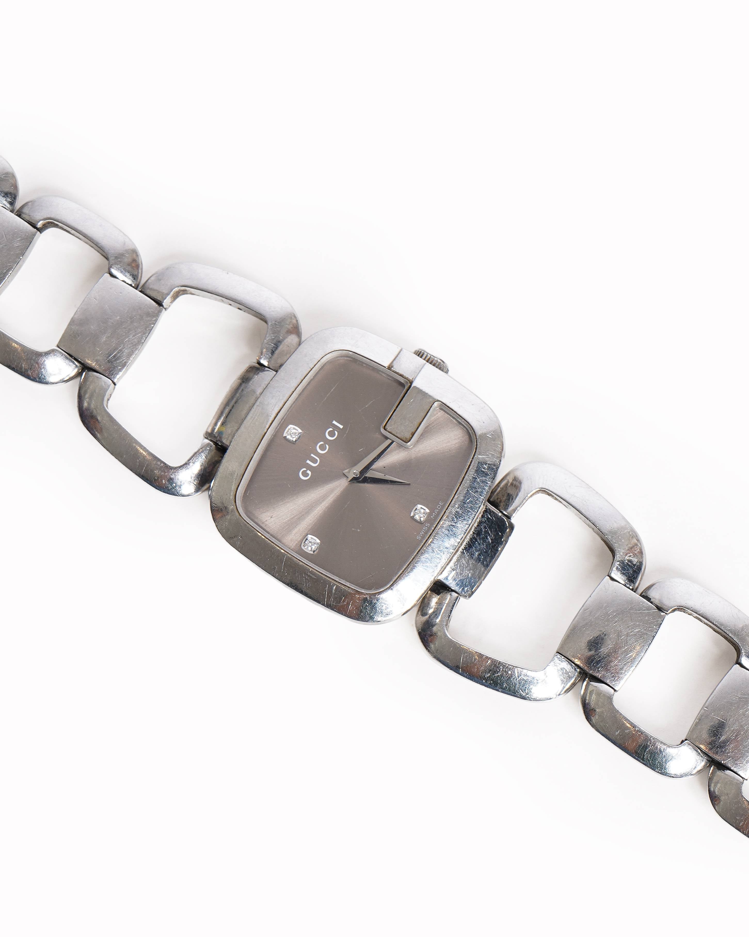 Gucci Silver Tone Diamond Dial Quartz Women's Watch