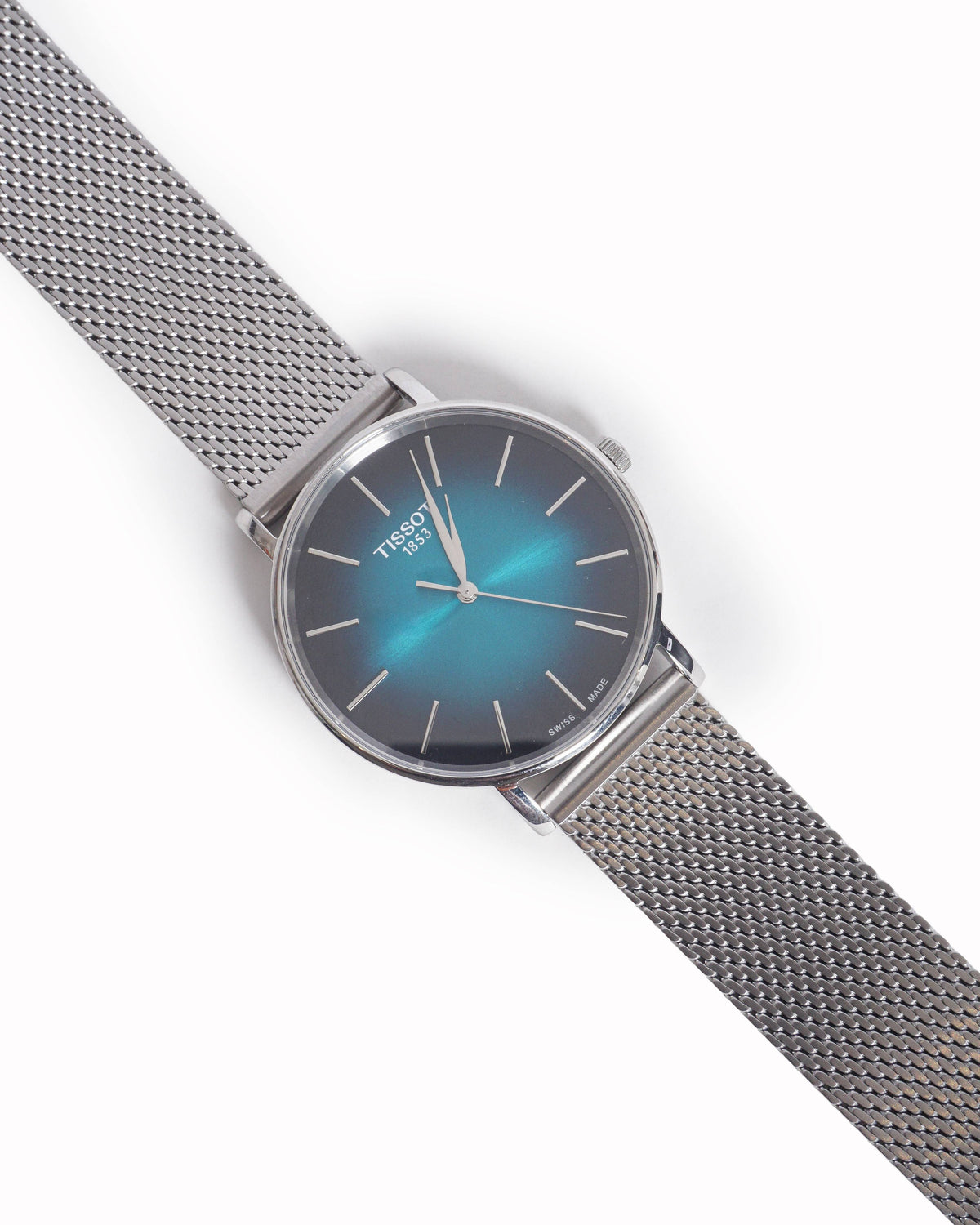 Tissot Everytime Stainless Steel Blue Gradient Dial Mesh Watch