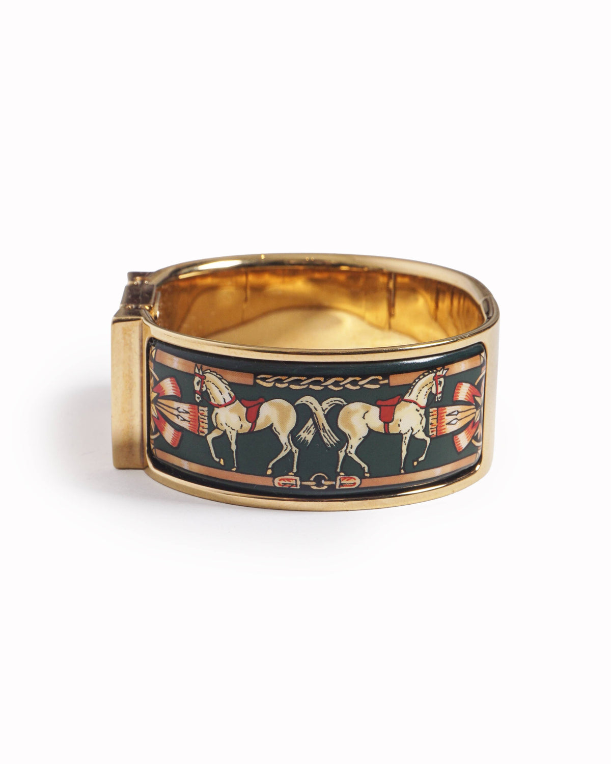 Hermès Vintage Gold & Cloisonné Enamel Loquet Bangle Watch