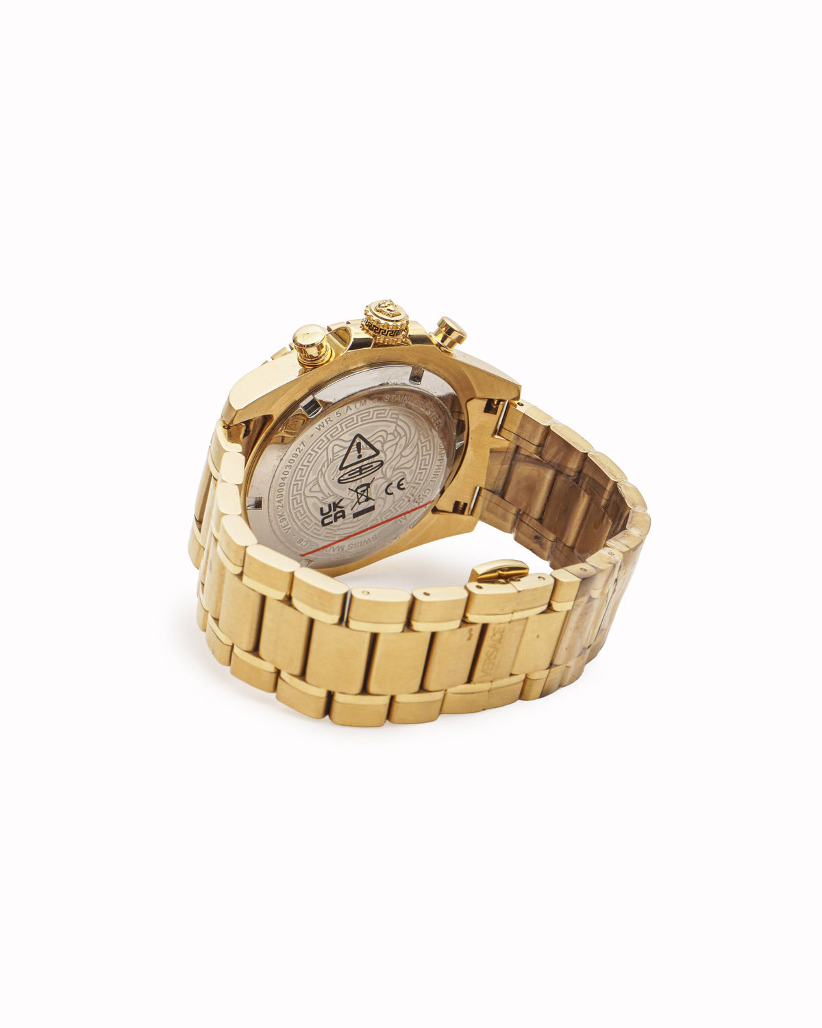 Versace Greca Gold-Tone Chronograph Watch with Black Dial