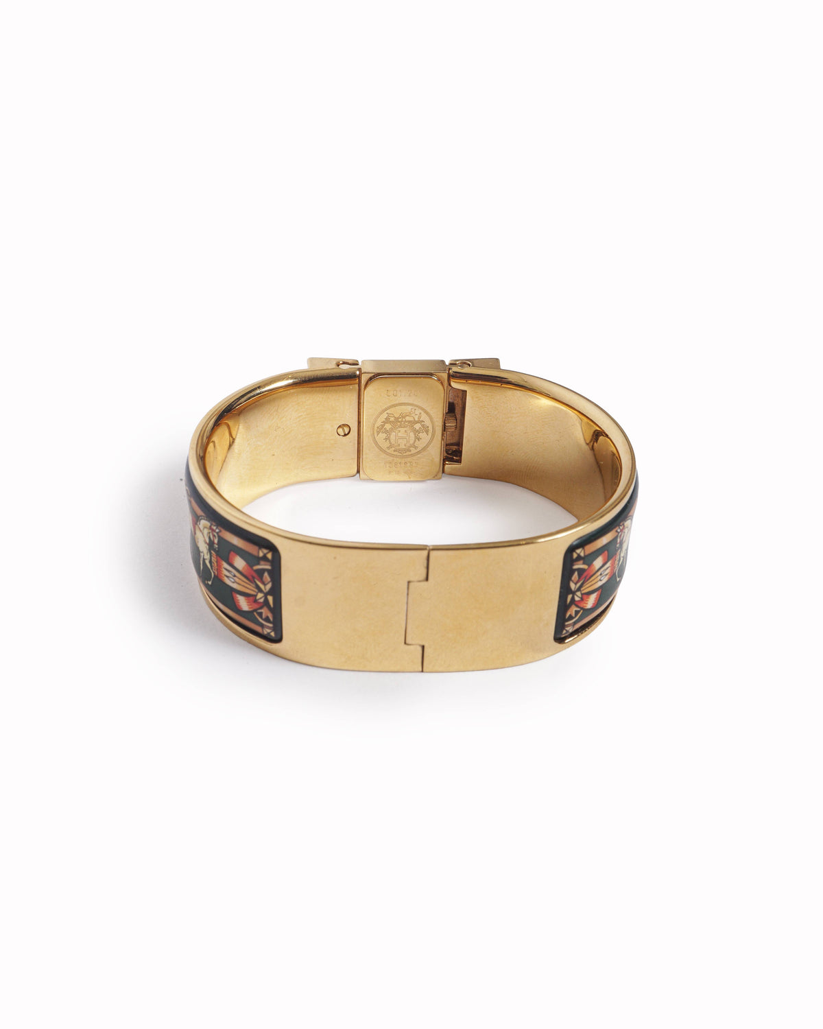 Hermès Vintage Gold & Cloisonné Enamel Loquet Bangle Watch