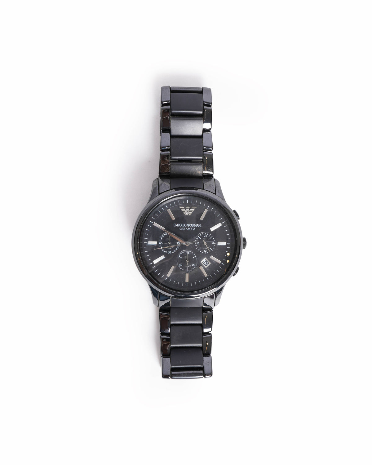 Emporio Armani Men's Black Dial Ceramic Watch