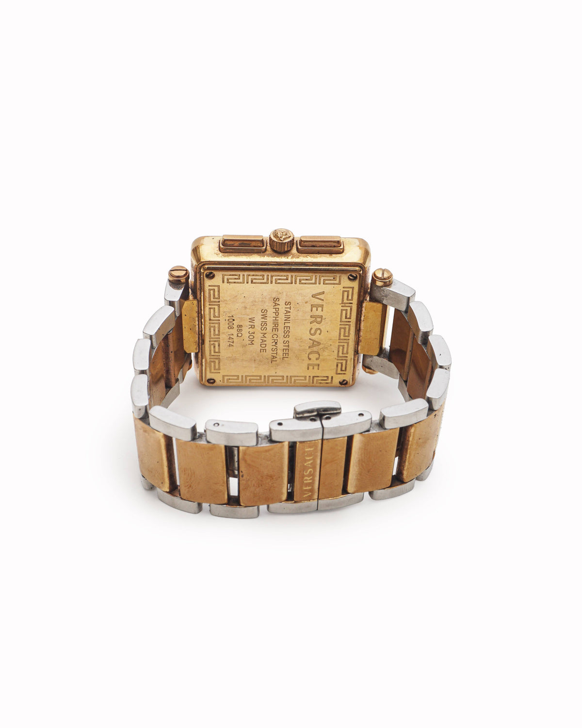 Versace Two-Tone Character Greca Square Chronograph Watch