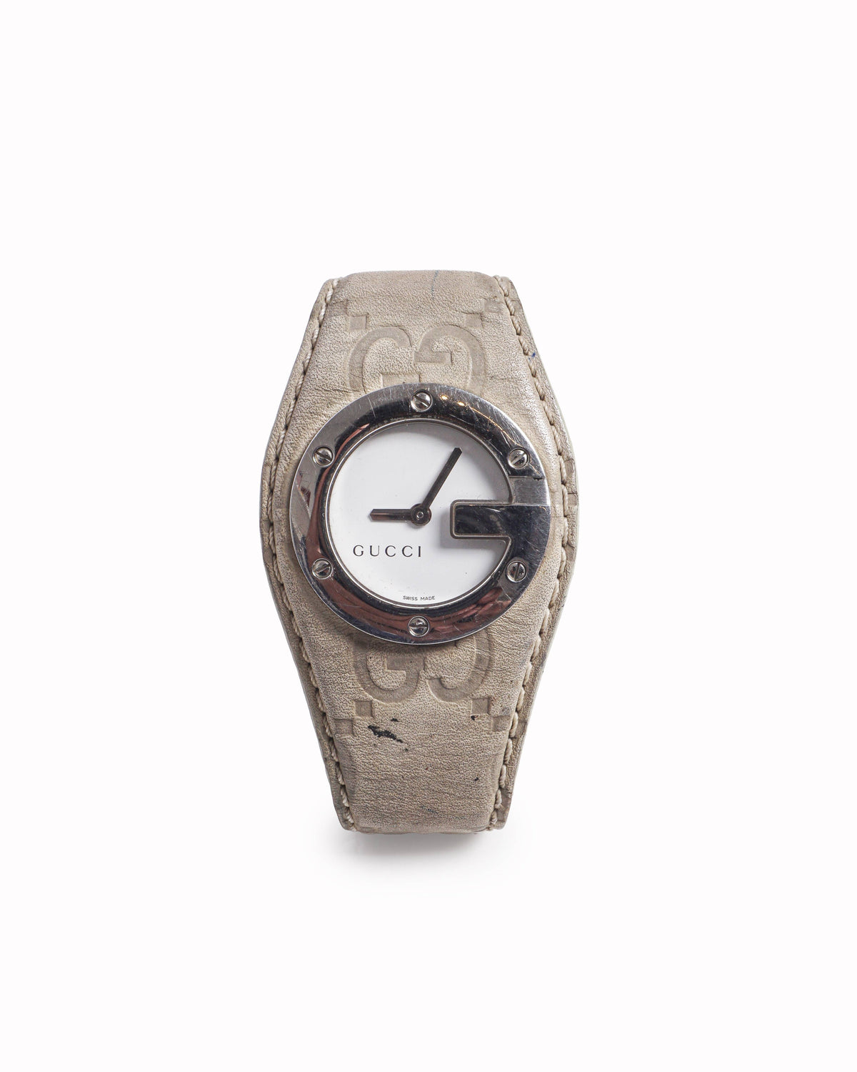 Vintage Gucci 104 G-Bandeau GG Monogram Leather Watch