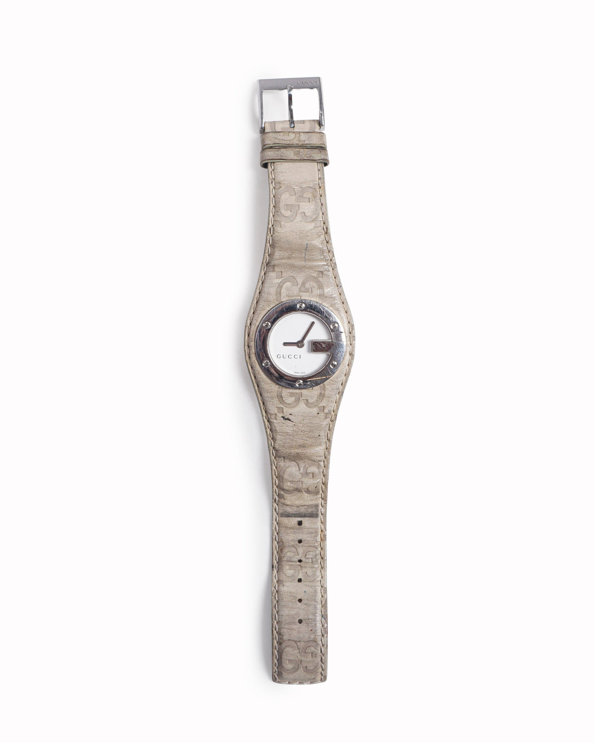 Vintage Gucci 104 G-Bandeau GG Monogram Leather Watch