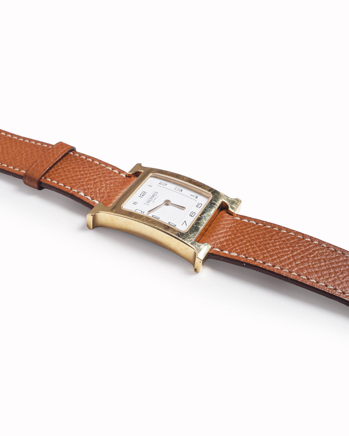 Hermès Heure H Gold-Plated Watch Gold Epsom Leather Strap
