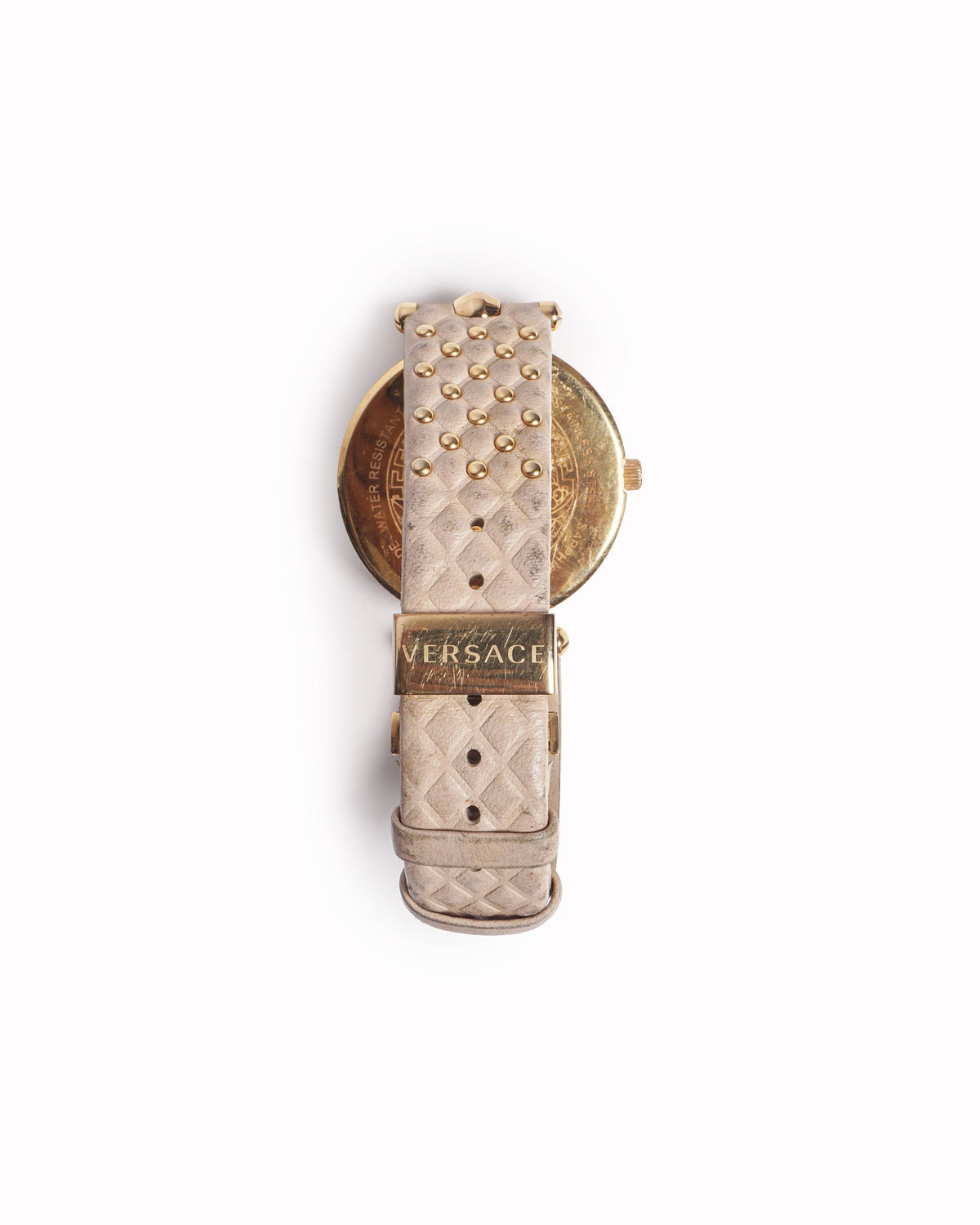 Versace Greca Fortuna Watch Studded Nude Pink Leather Strap