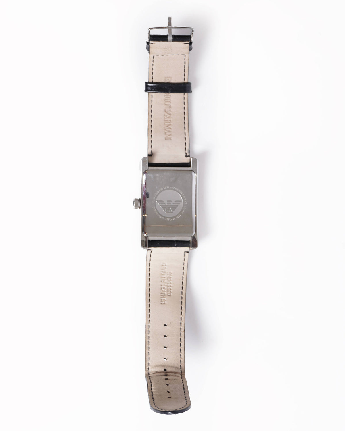 Emporio Armani Classic AR-0143 Mens Leather Analog Black Dial Quartz Watch