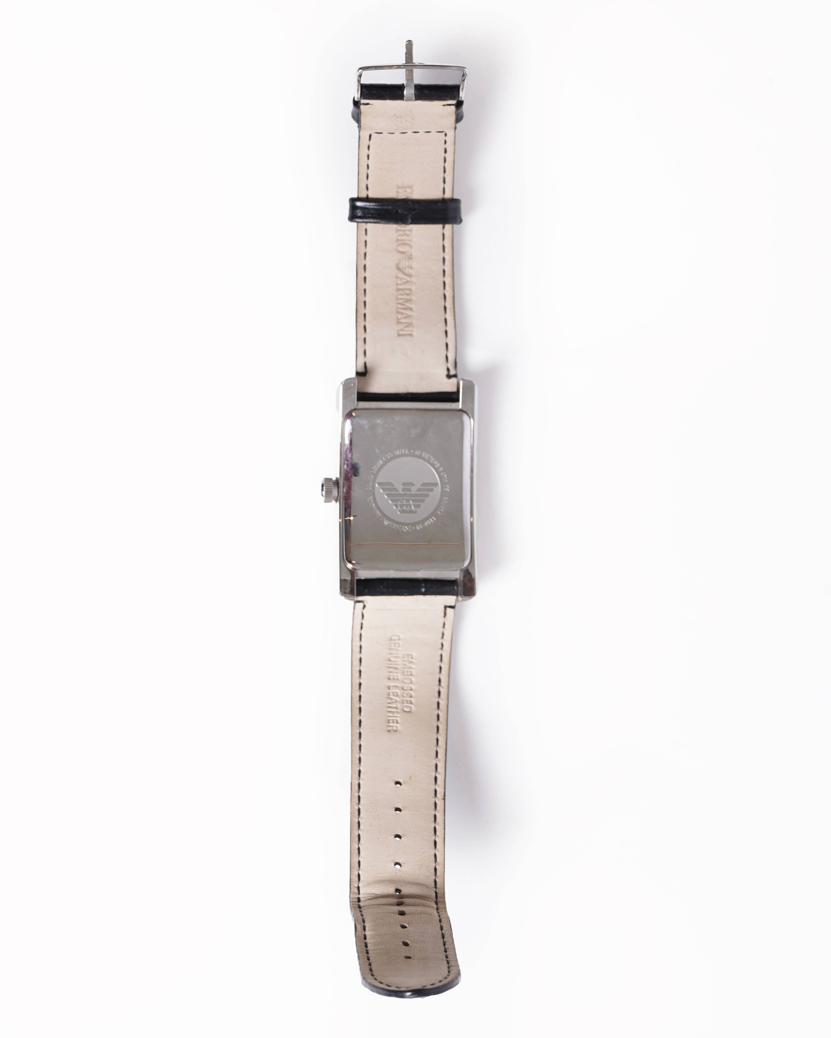 Emporio Armani Classic AR-0143 Mens Leather Analog Black Dial Quartz Watch