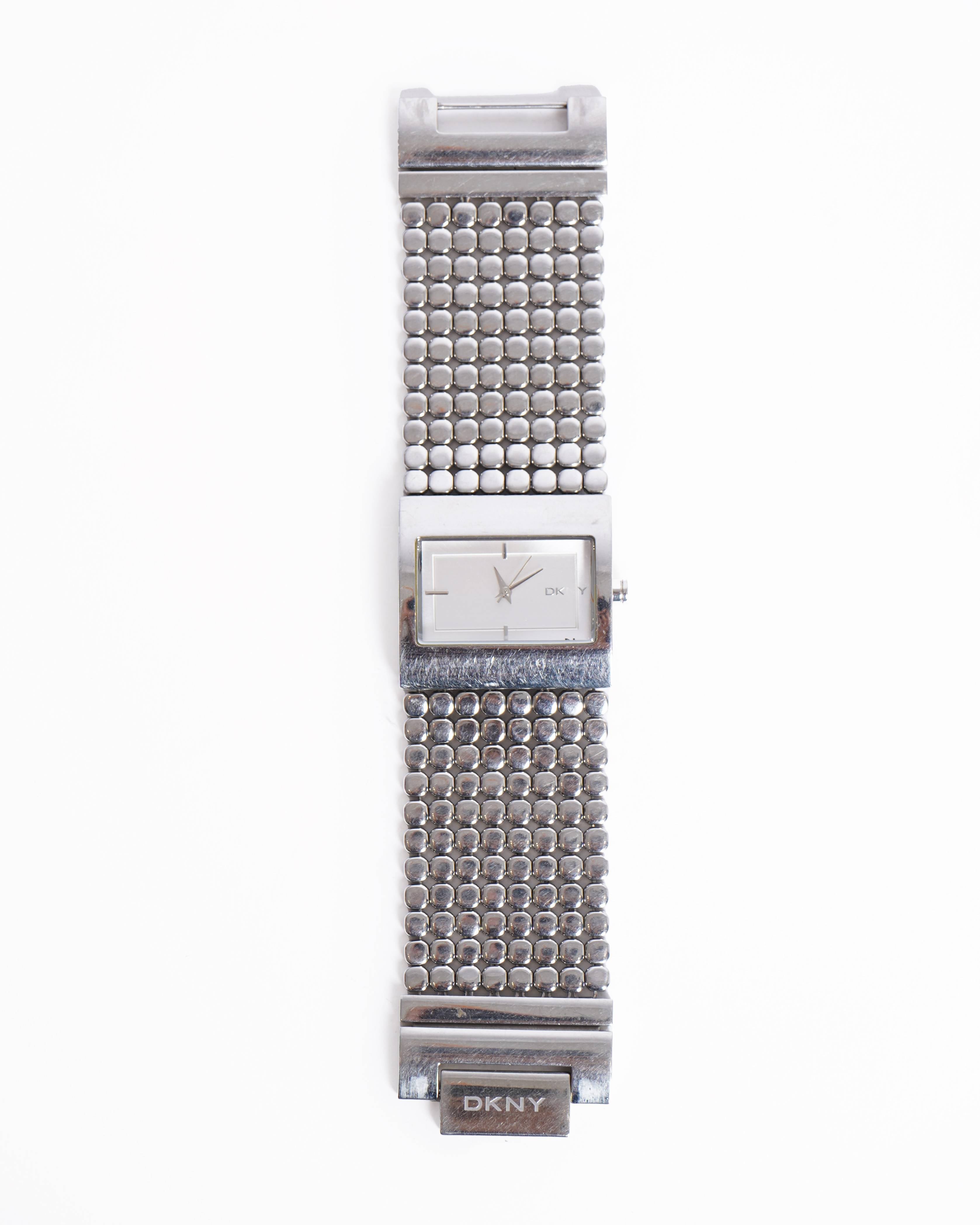 DKNY mesh analog studded bracelet watch