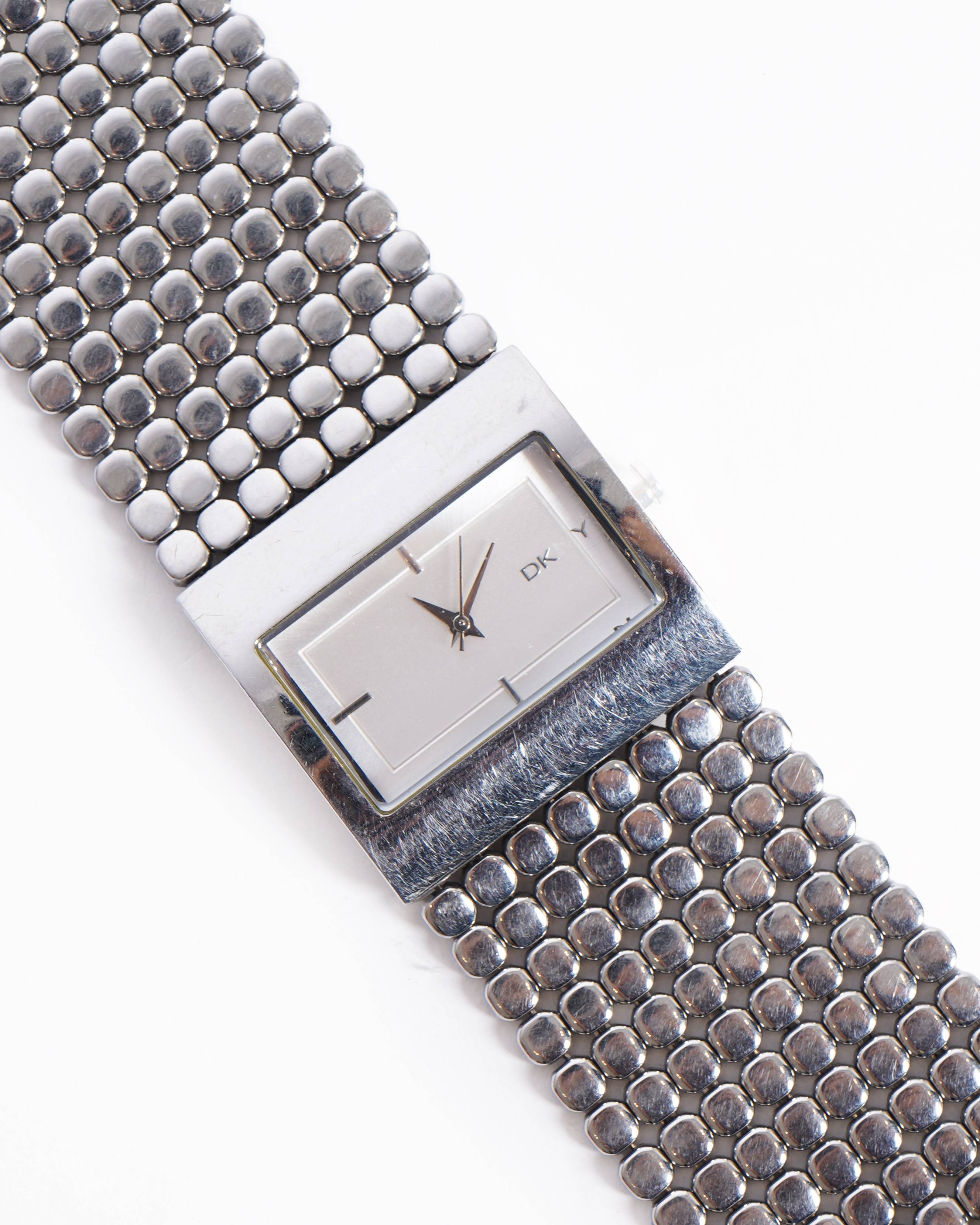 DKNY mesh analog studded bracelet watch