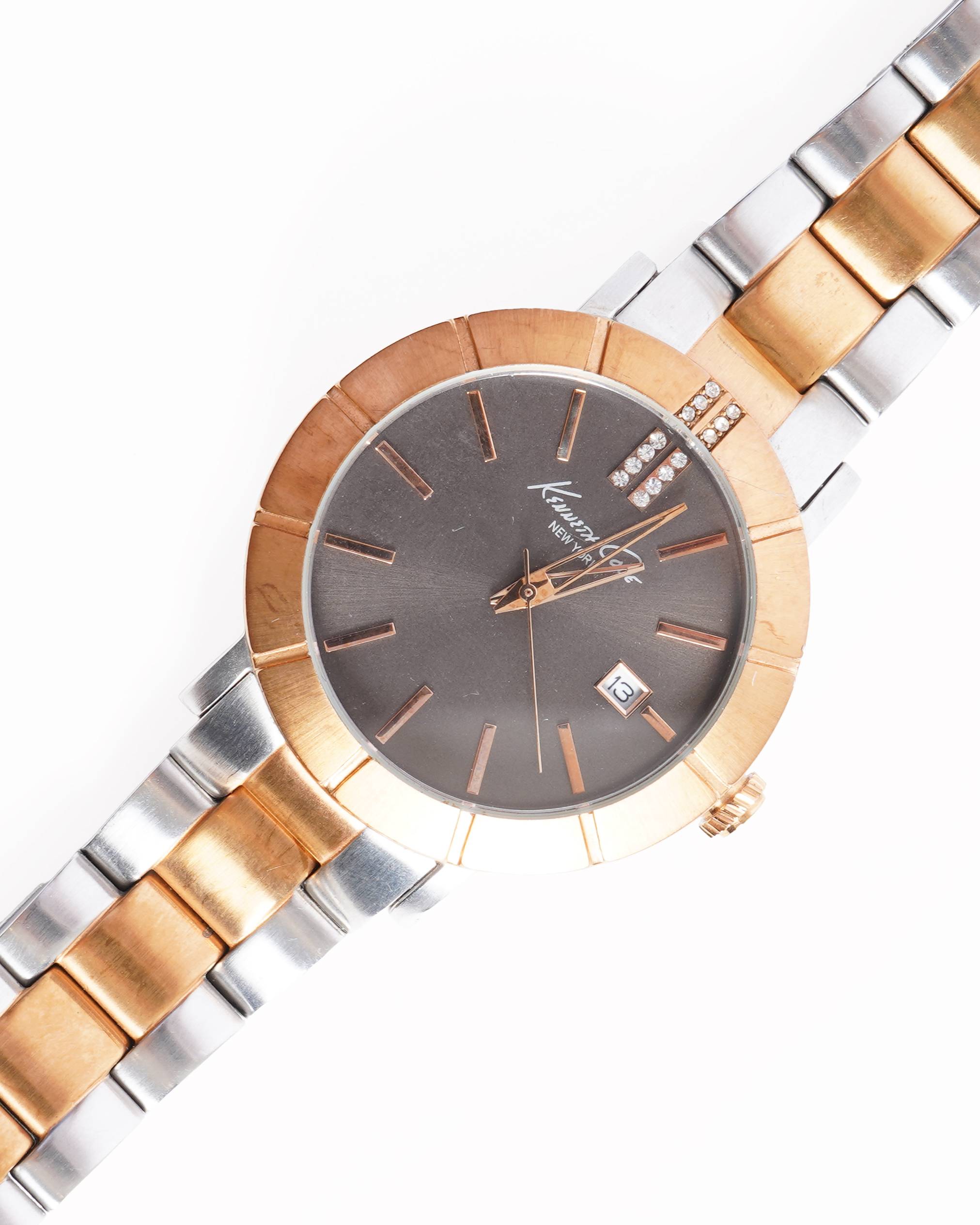 Kenneth cole quartz stainless steel dual tone watch